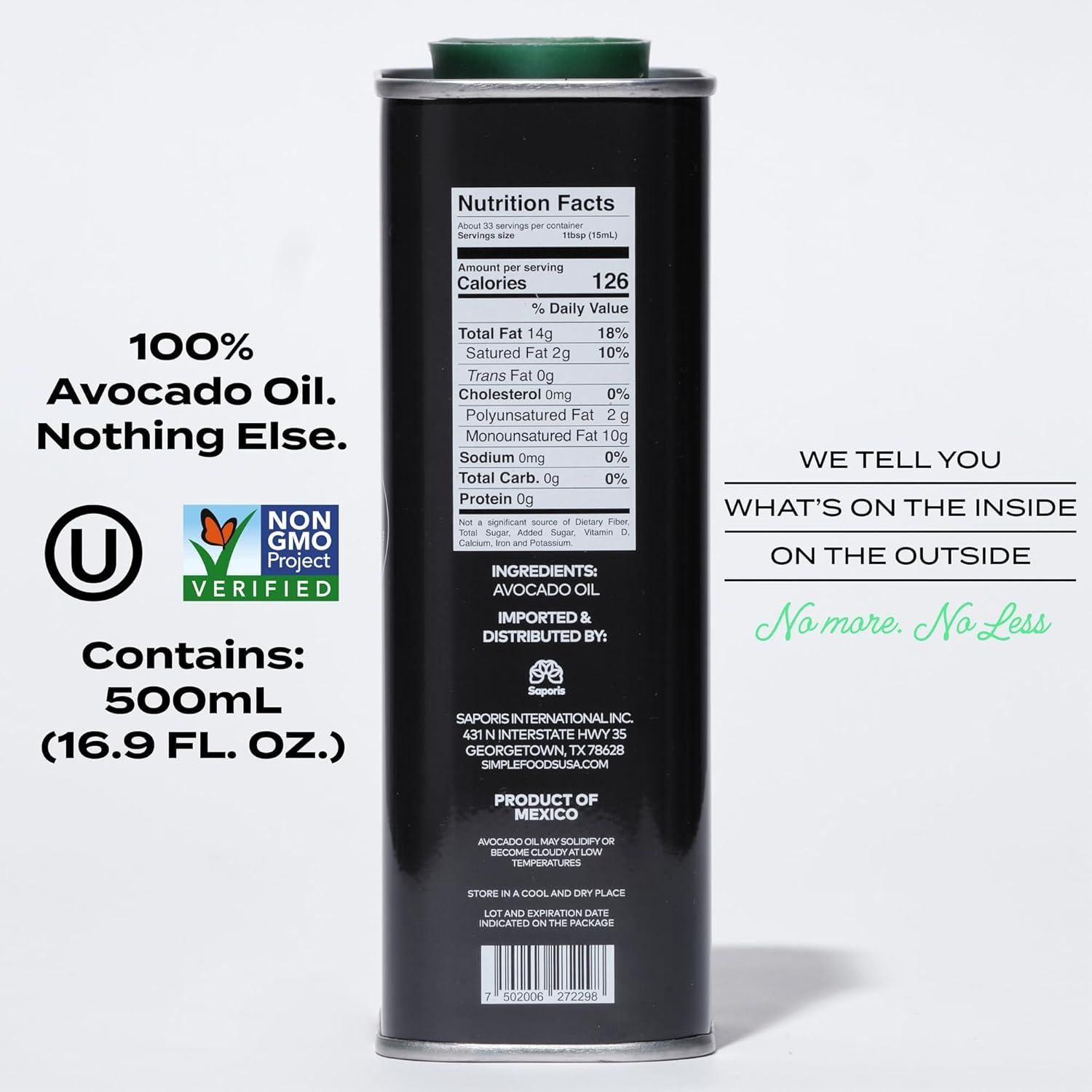 Aceite de Aguacate Simple Foods 100% Puro 478.3 ml