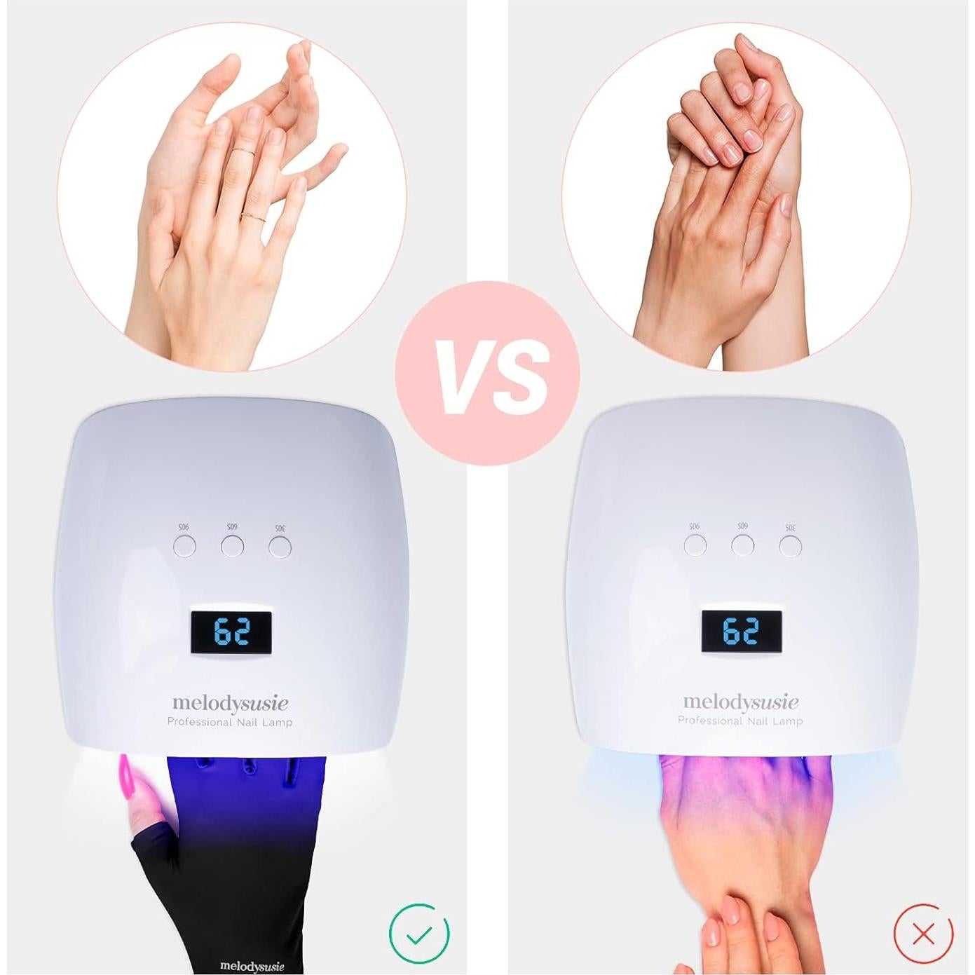 Guantes UV MelodySusie Negros UPF50+ para Manicura