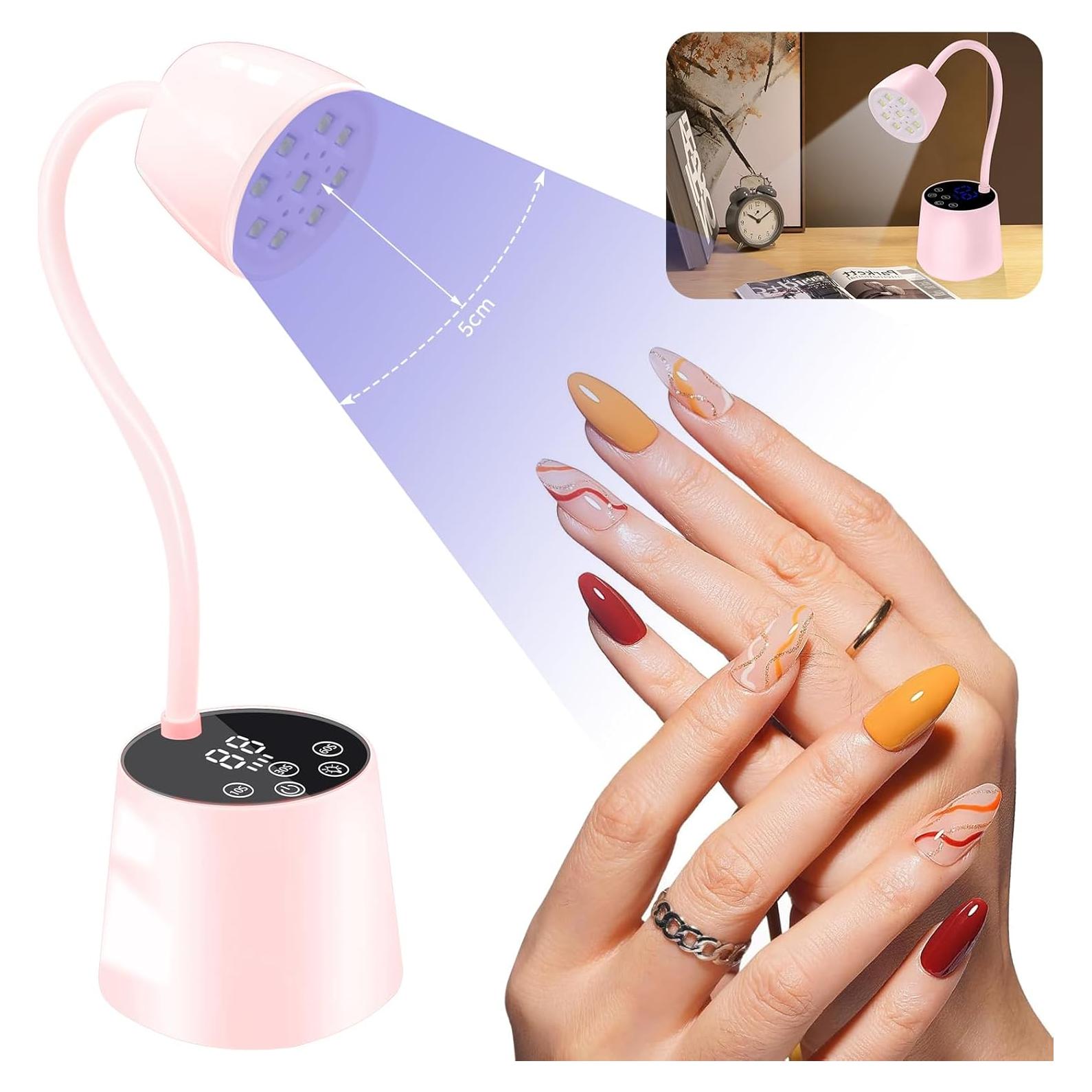 Lámpara de Uñas UV LED DAQVQ Rosa 2 en 1 Portátil 2000mAh