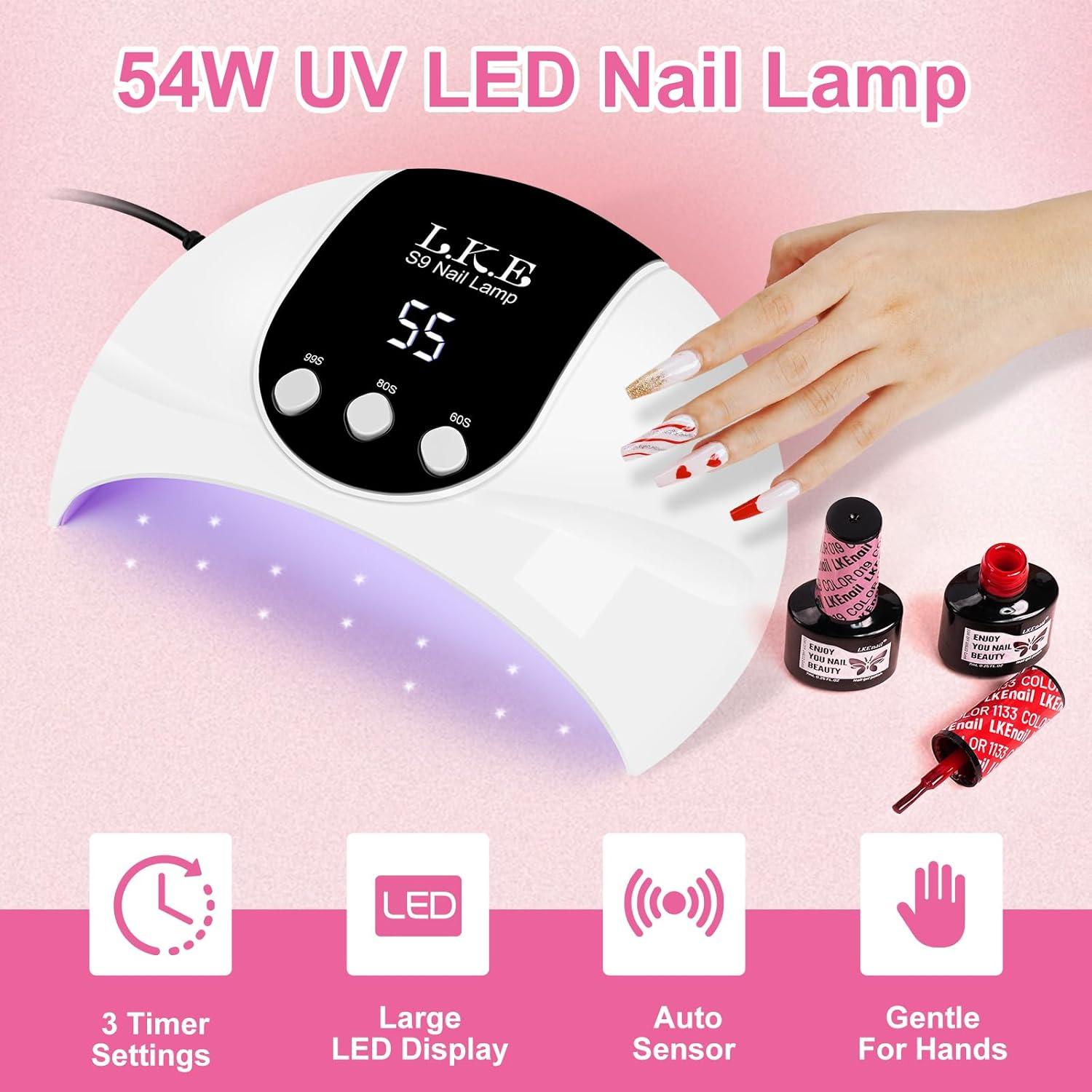Luz UV para Uñas de Gel LKE 54W con 18 Perlas y Temporizador