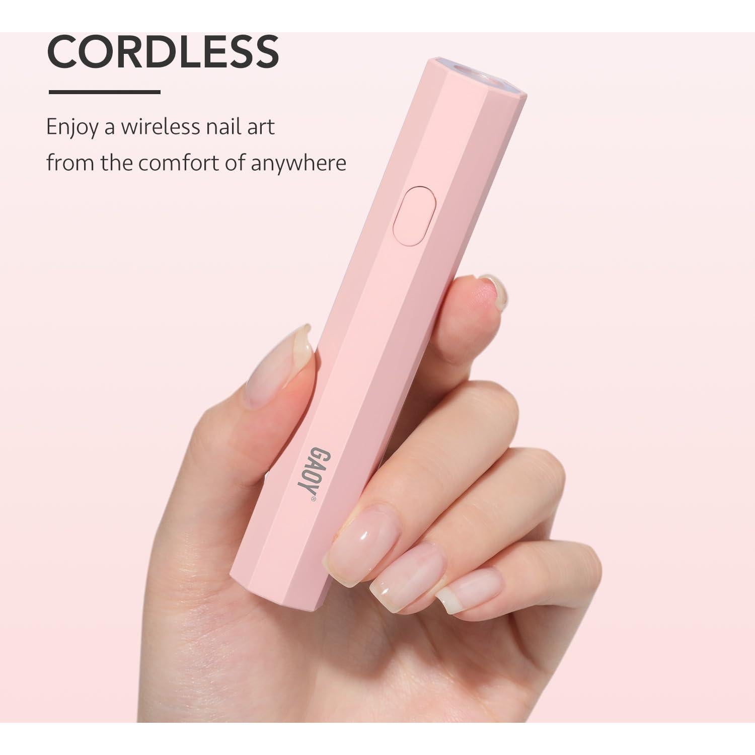Lámpara UV Portátil GAOY para Uñas de Gel Rosa 15x5.9cm