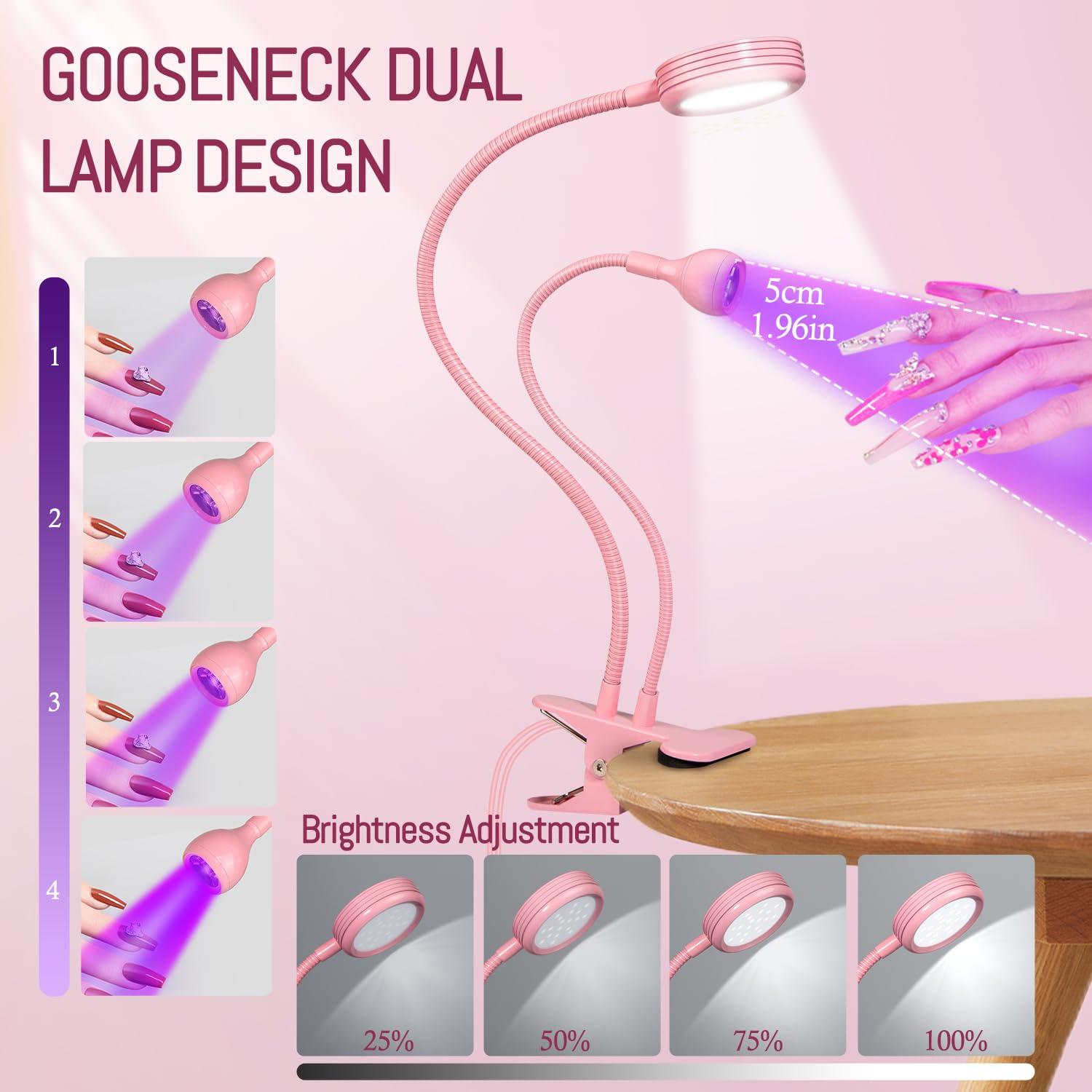 Lámpara de Uñas LED AORAEM Doble Cabeza Rosa 10x10cm