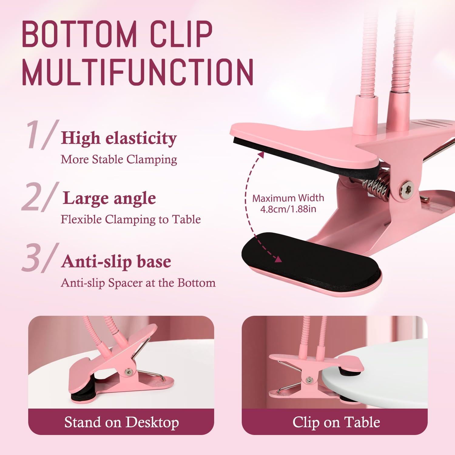 Lámpara de Uñas LED AORAEM Doble Cabeza Rosa 10x10cm