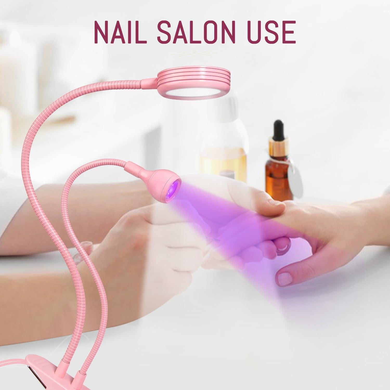 Lámpara de Uñas LED AORAEM Doble Cabeza Rosa 10x10cm