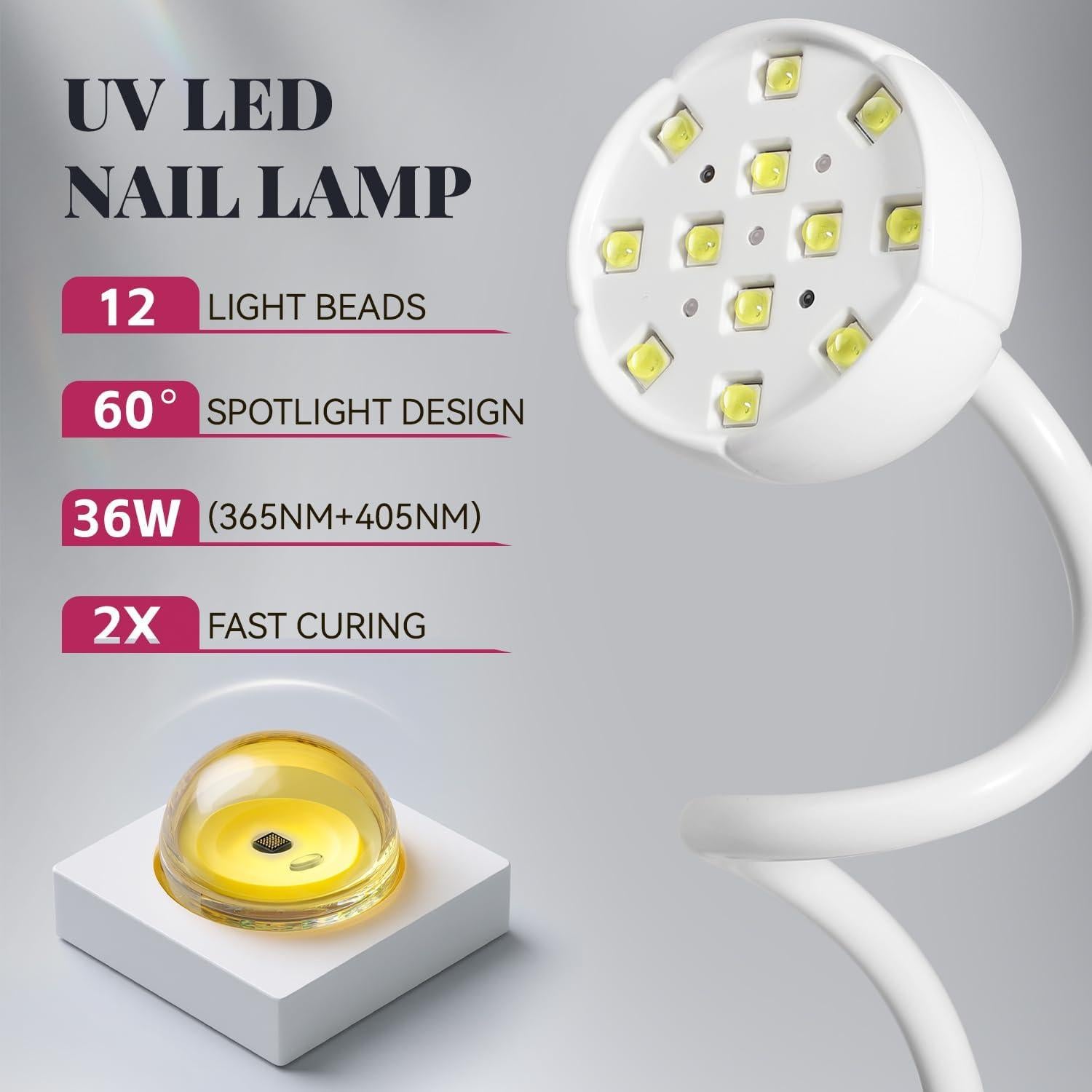 Lámpara de Uñas UV LED Krofaue 36W Portátil con Sensor Automático