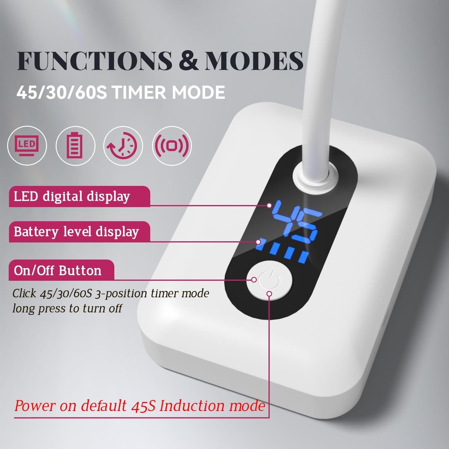 Lámpara de Uñas UV LED Krofaue 36W Portátil con Sensor Automático