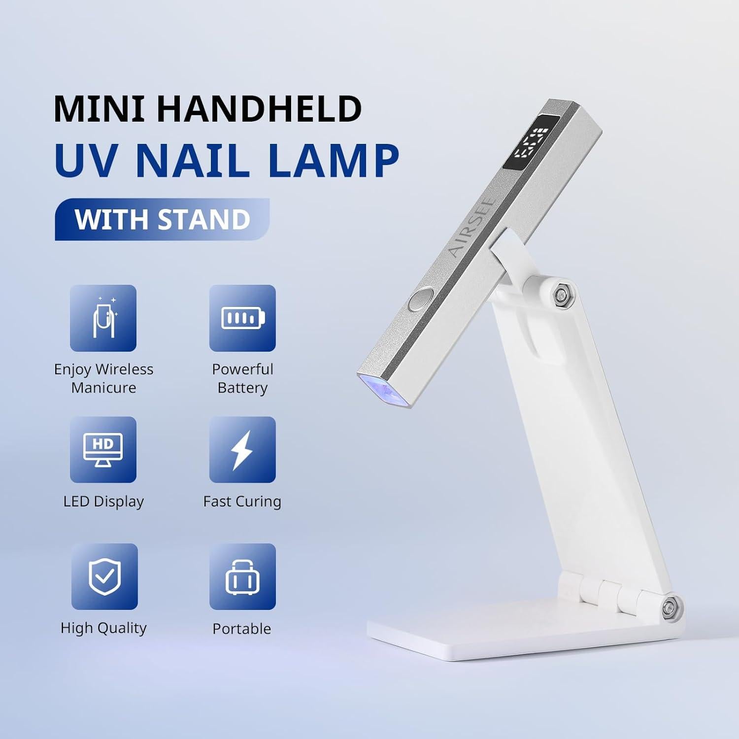 Lámpara de Uñas Inalámbrica AIRSEE JZ08 Plata USB Recargable