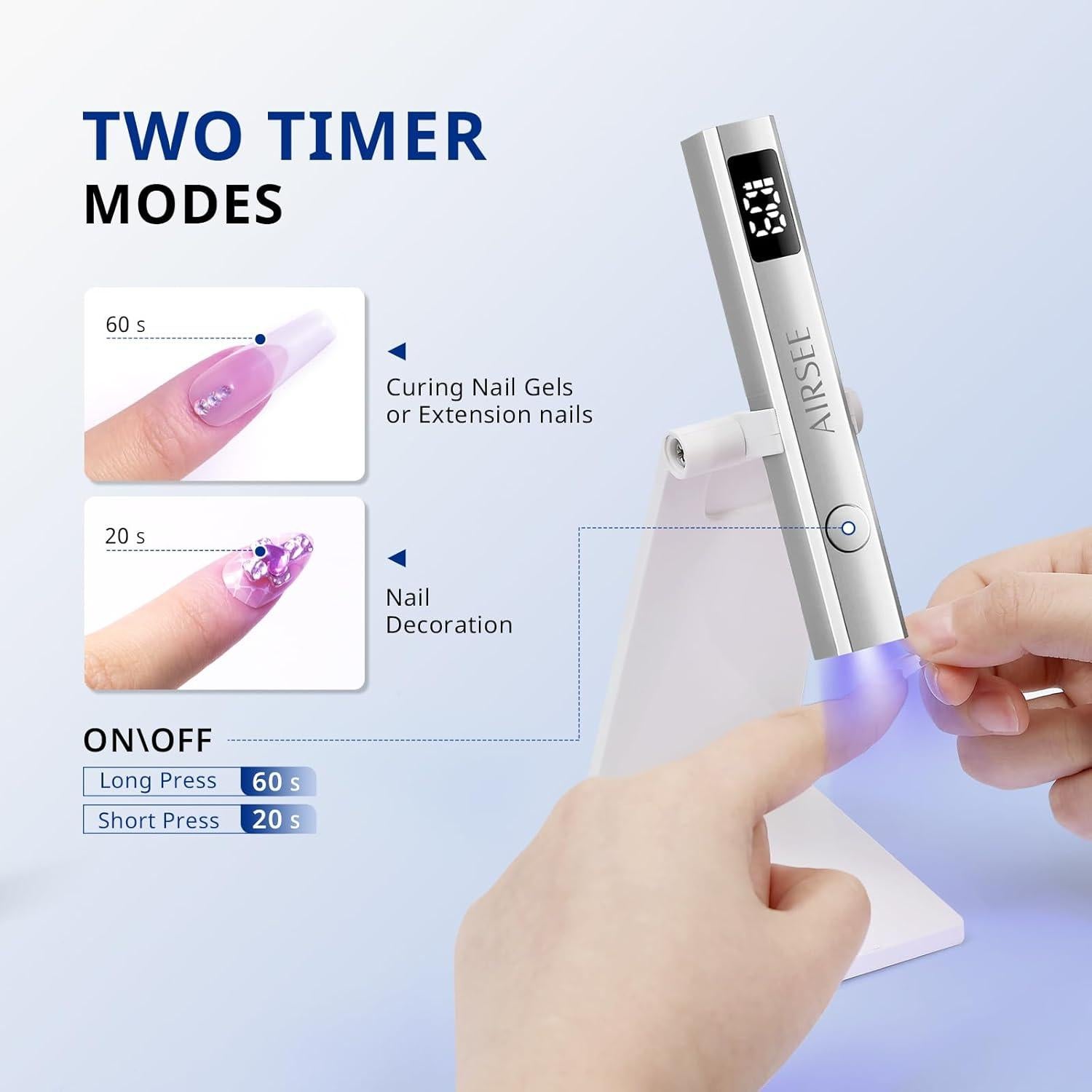 Lámpara de Uñas Inalámbrica AIRSEE JZ08 Plata USB Recargable