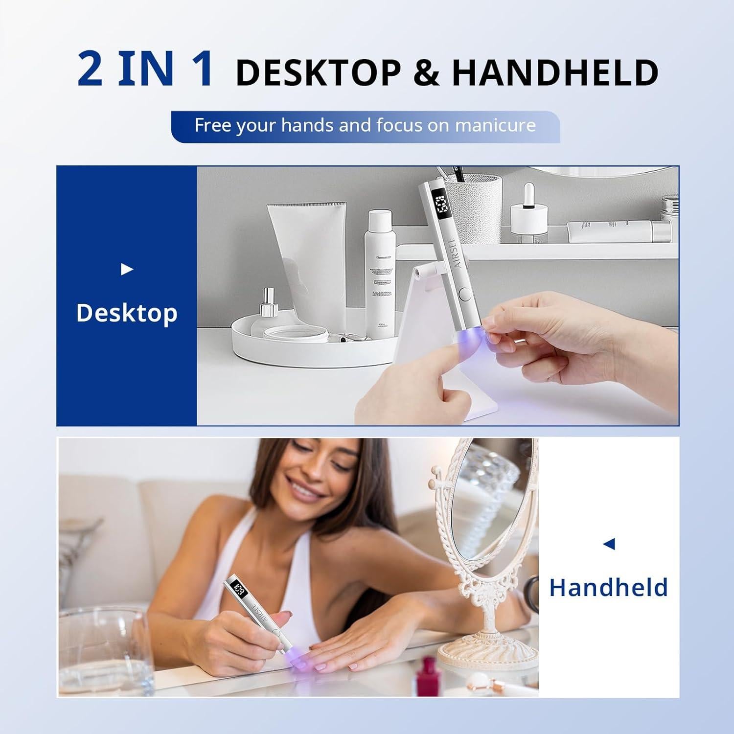 Lámpara de Uñas Inalámbrica AIRSEE JZ08 Plata USB Recargable