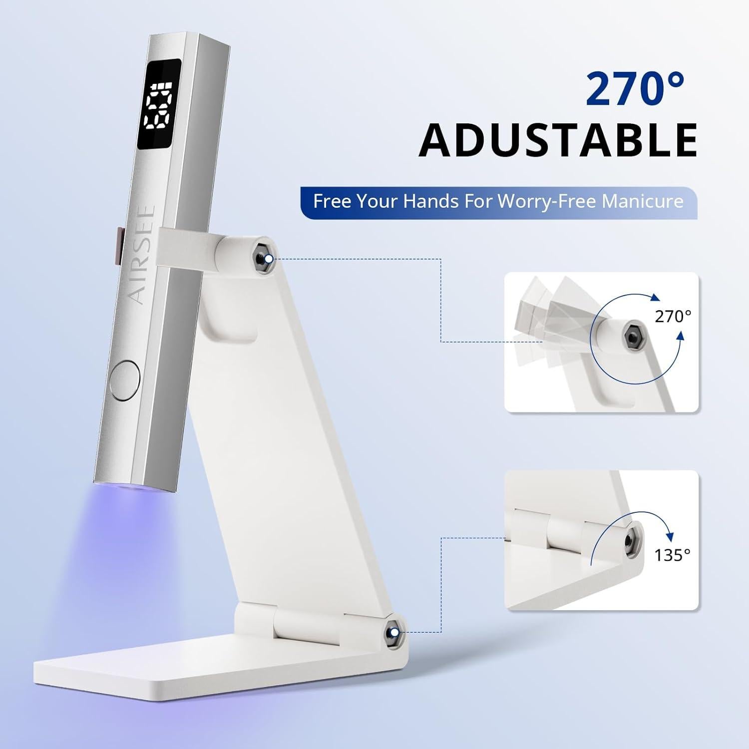 Lámpara de Uñas Inalámbrica AIRSEE JZ08 Plata USB Recargable