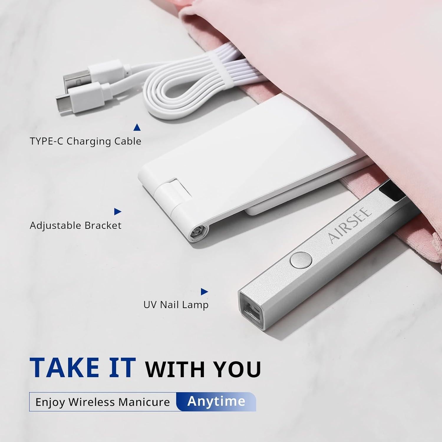 Lámpara de Uñas Inalámbrica AIRSEE JZ08 Plata USB Recargable