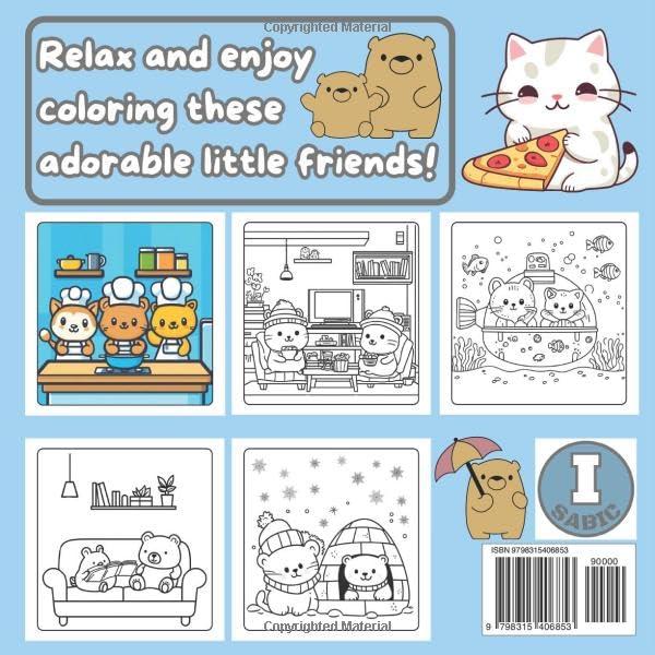 Cozy Friends Coloring Book: For Adults and Teens, Featuring Adorable Animal Characters Cooking, Lounging, Watching TV, and More. Simple Designs are Ideal for Relaxing.