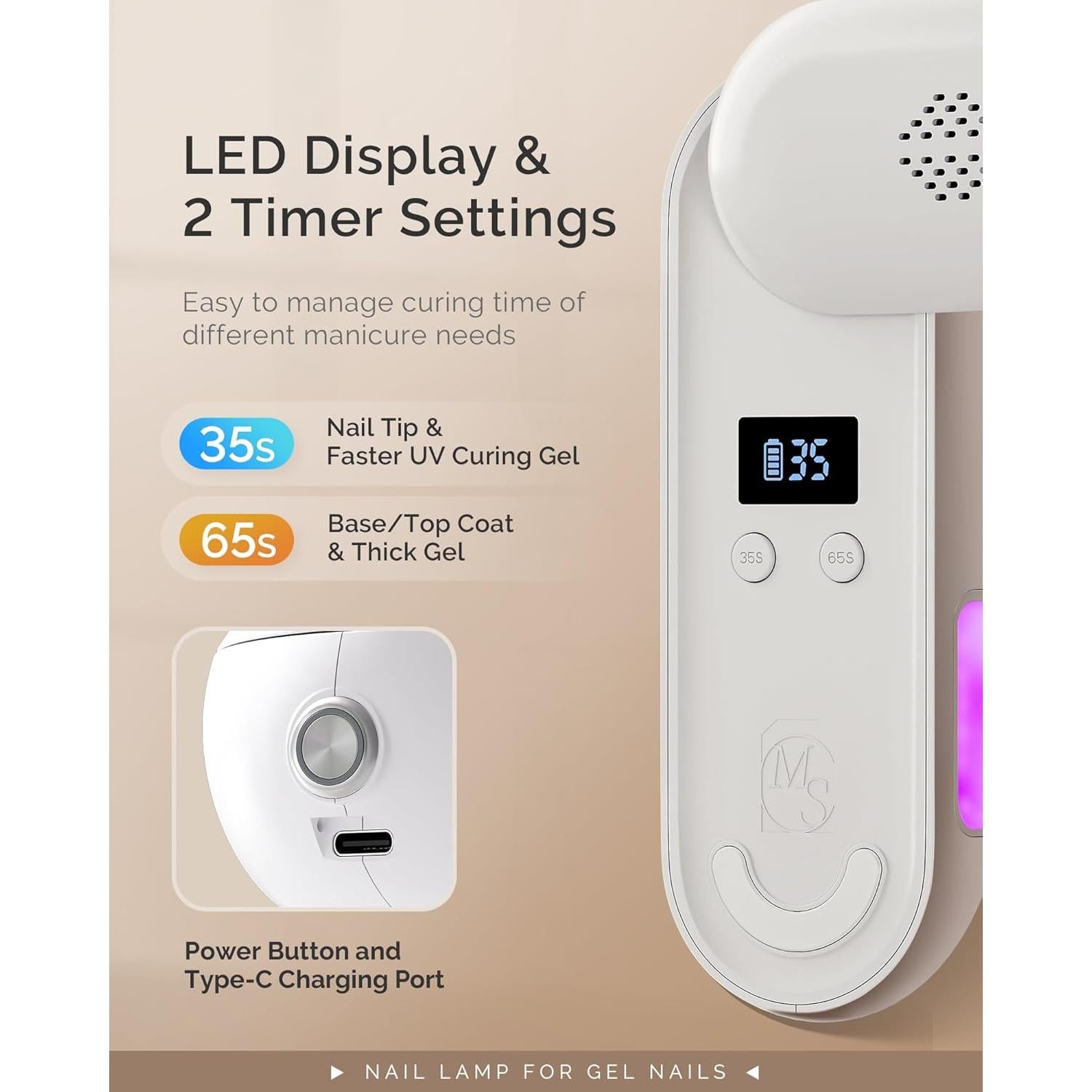 Lámpara de Uñas UV Inalámbrica MelodySusie Plus20F 240°