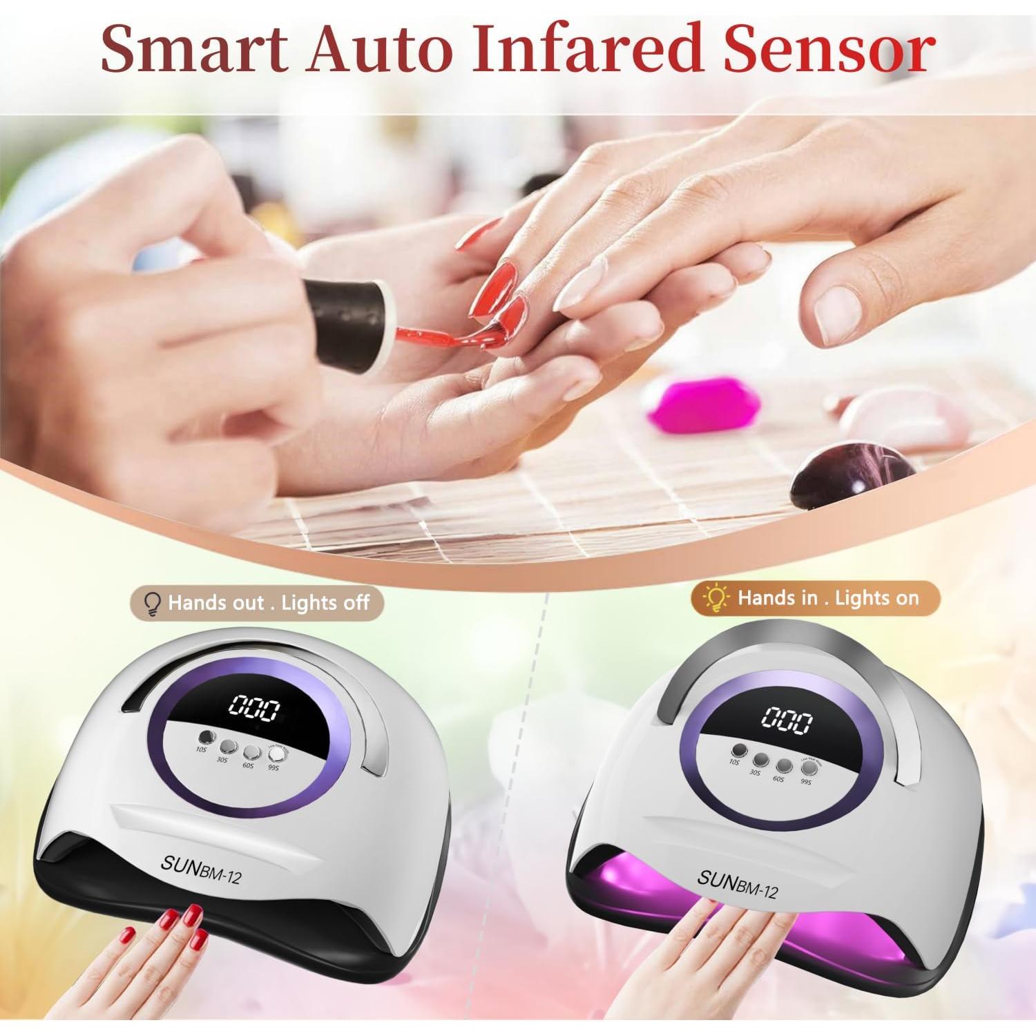 Lámpara de Uñas LED UV DMJWAN 300W 72 Perlas 4 Temporizadores