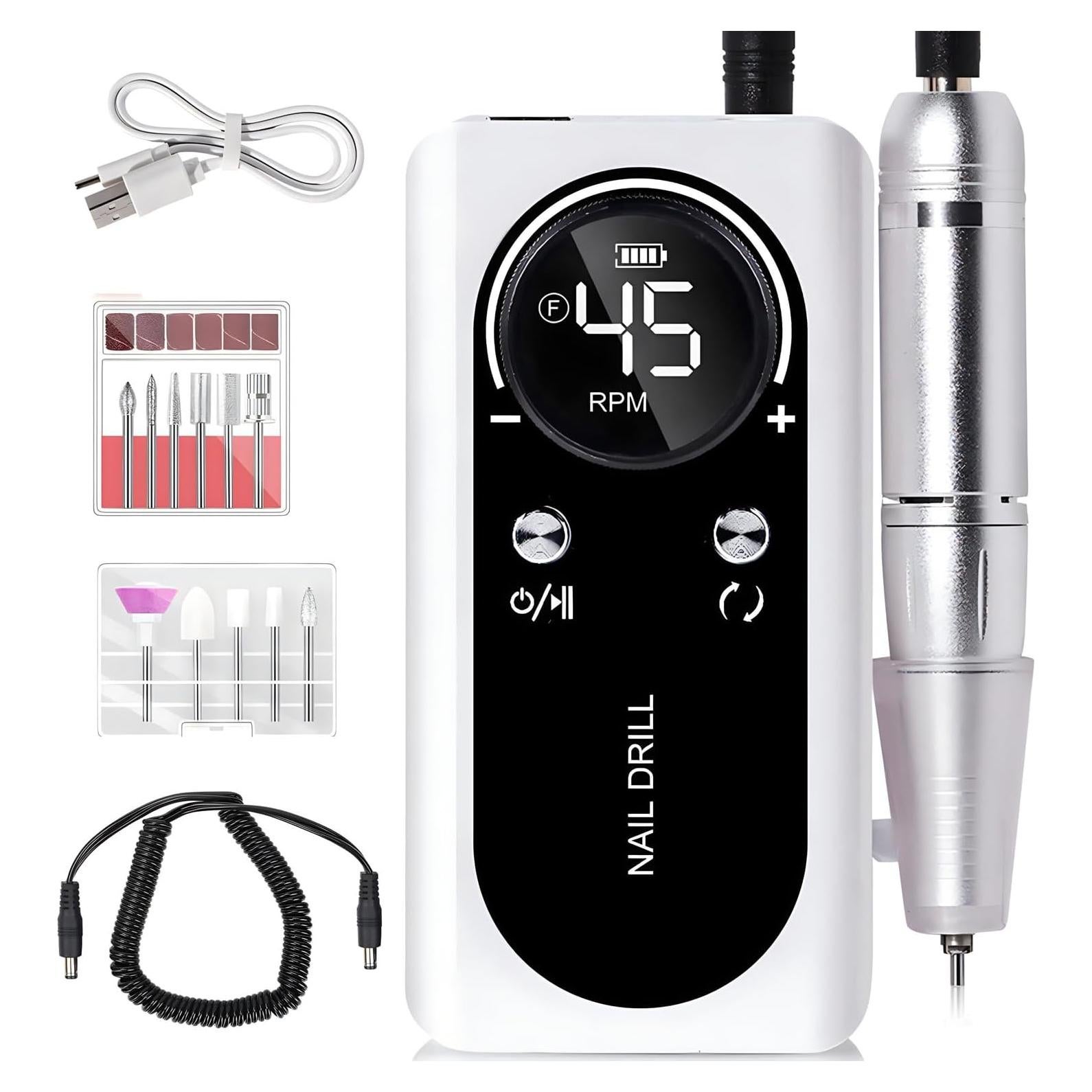 Taladro de Uñas Eléctrico Flyingtek NDM4500 45000RPM Blanco