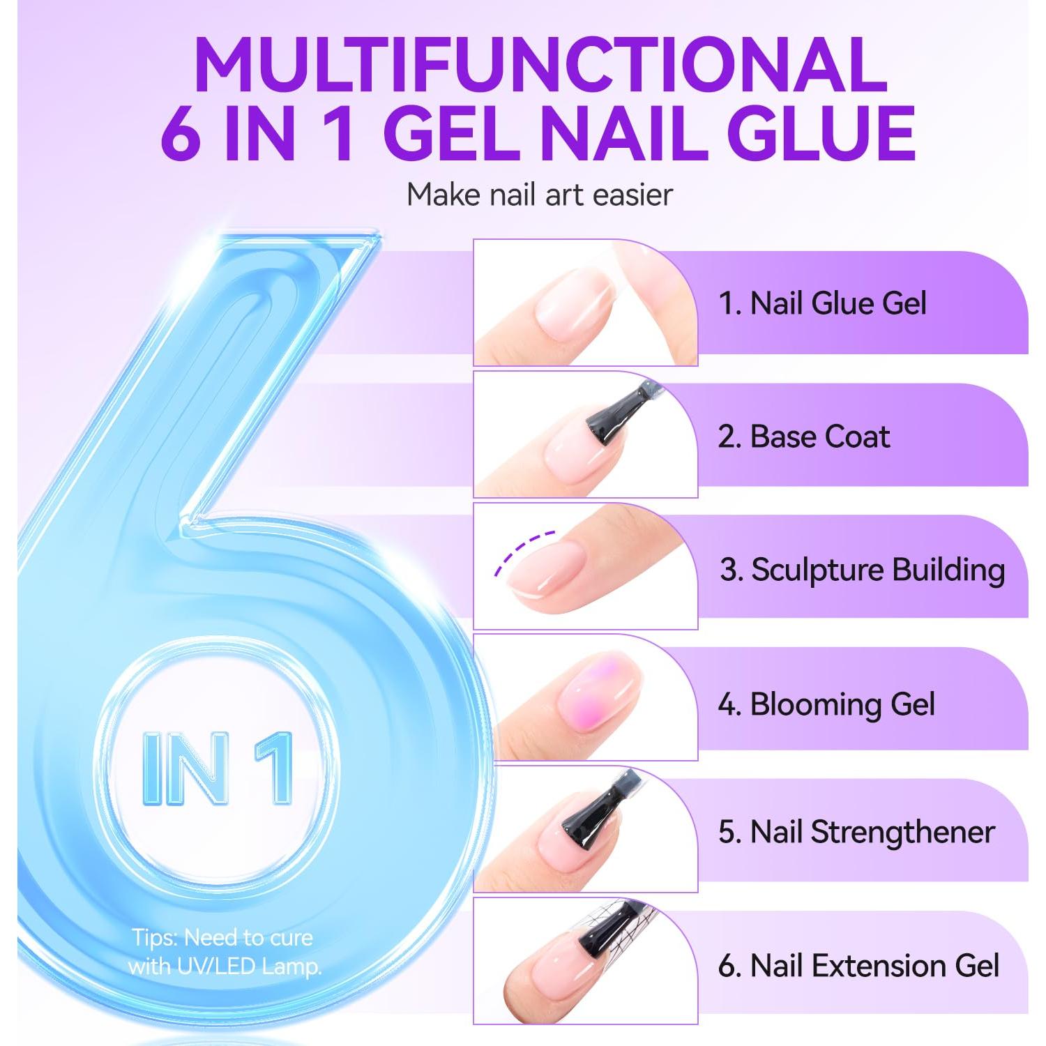Gelike EC 6 en 1 Adhesivo Gel para Uñas Postizas 49.6g