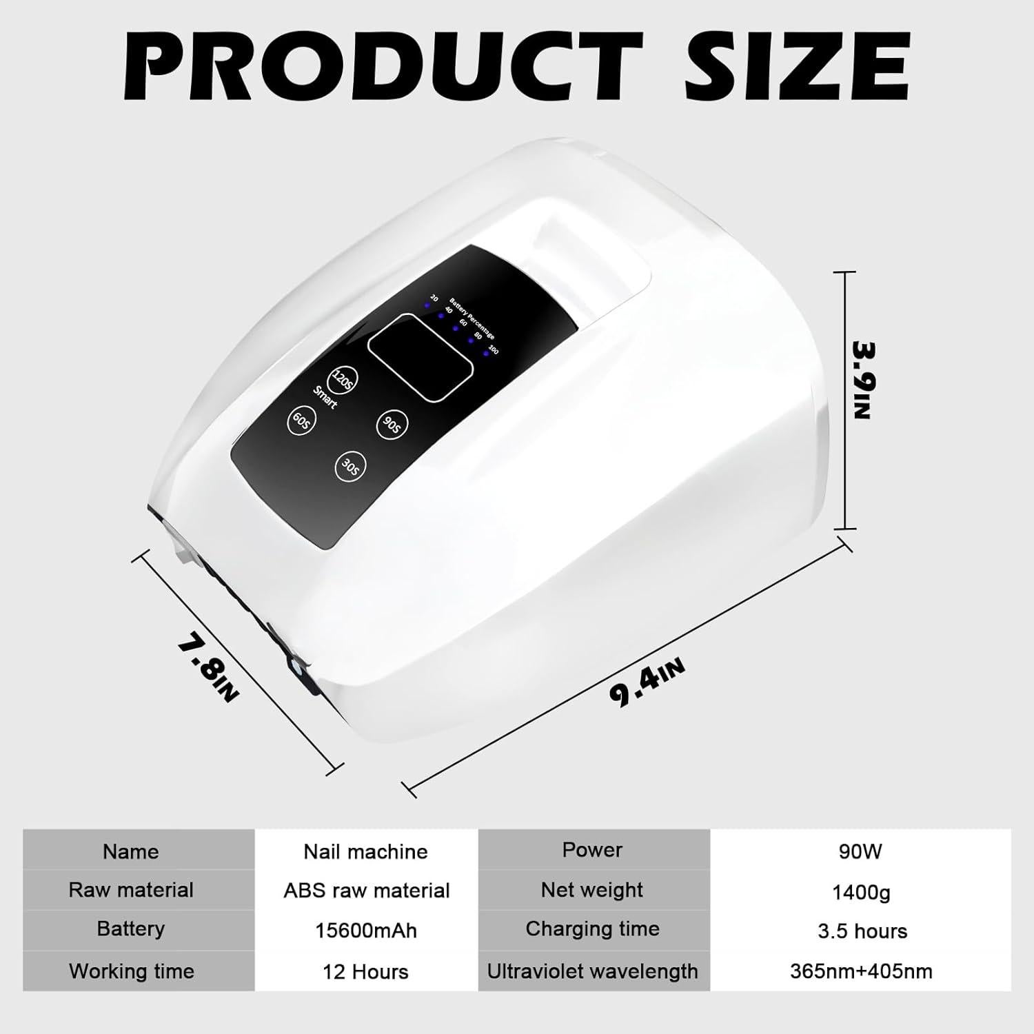 Lámpara de Uñas UV LED Inalámbrica Linssy 90W con Temporizador