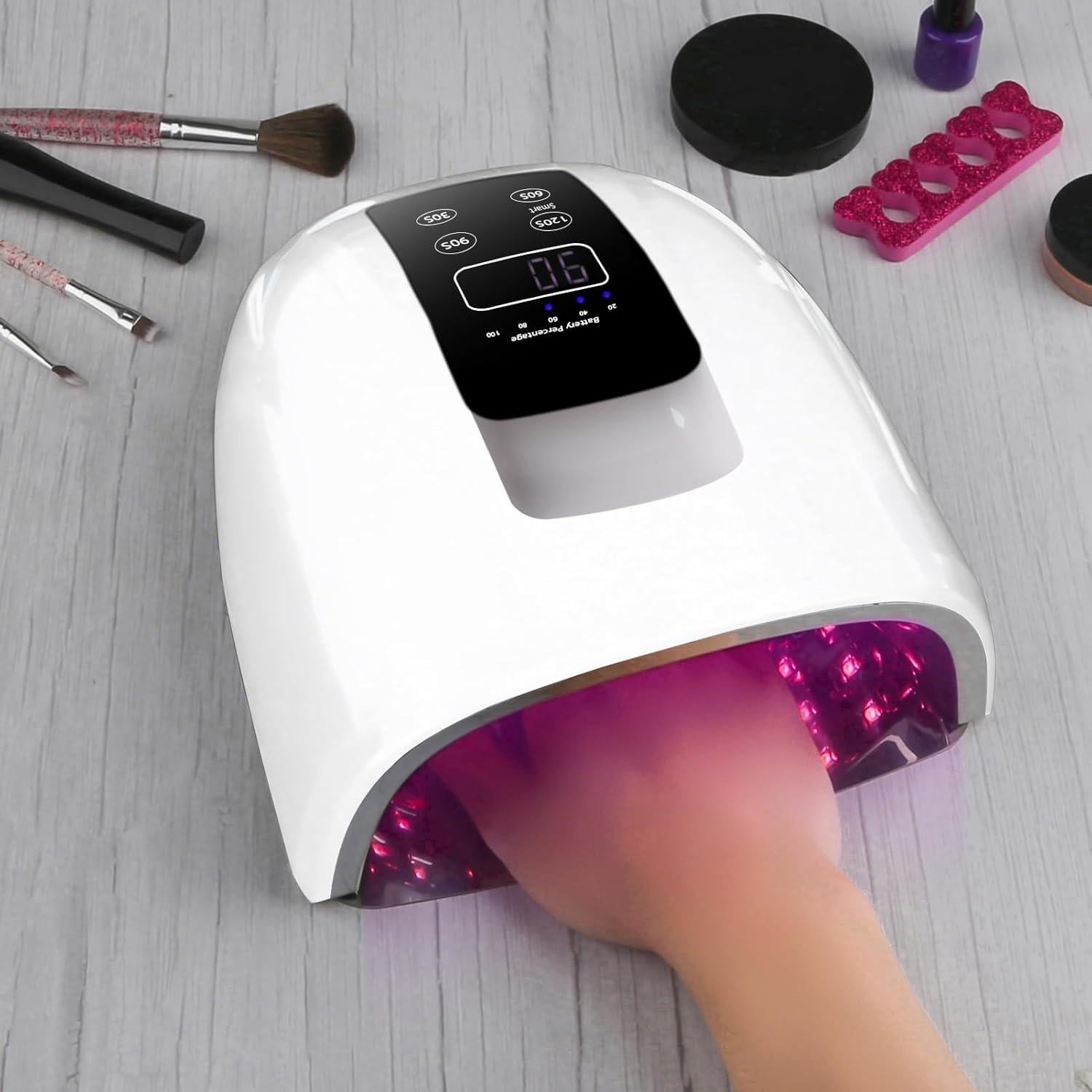 Lámpara de Uñas UV LED Inalámbrica Linssy 90W con Temporizador