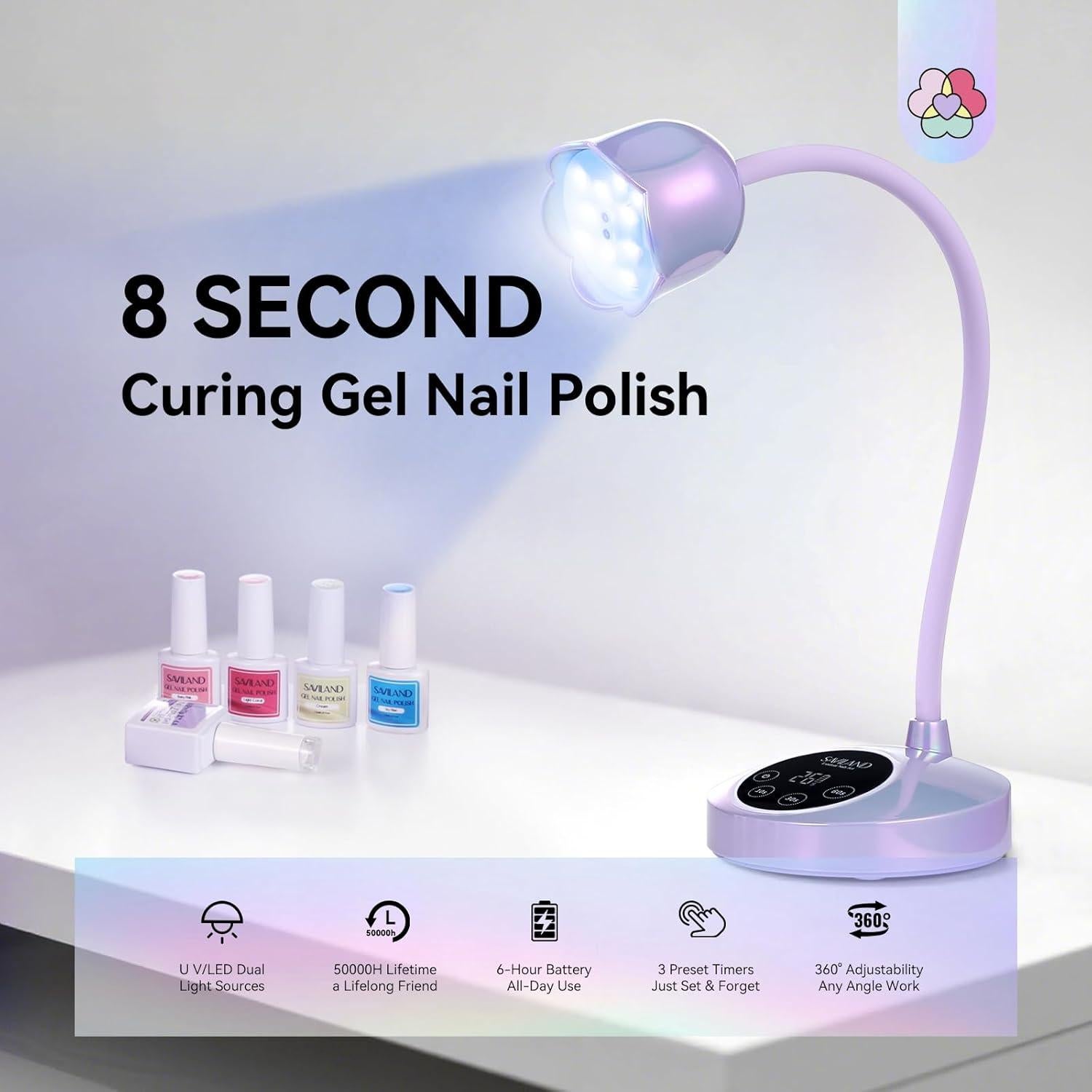 Lámpara UV para Uñas SAVILAND 30W Cordless con Sensor Inteligente