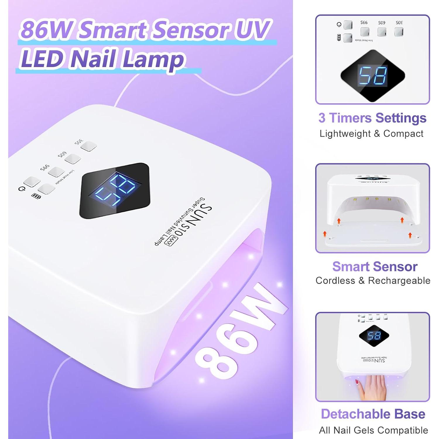 Lámpara de Uñas UV LED Inalámbrica LKE 86W con Temporizador