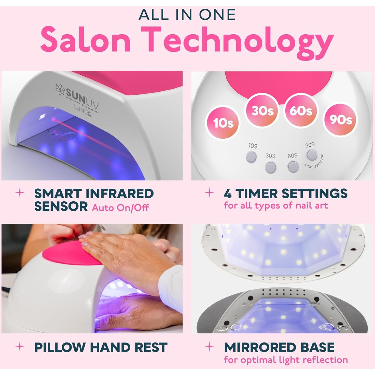 Lámpara UV LED SUNUV SUN2C Rosa 33 LEDs 4 Temporizadores