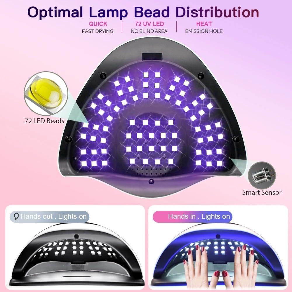 Lámpara de Uñas LED 320W BEENLE con 72 Perlas y Pantalla Táctil