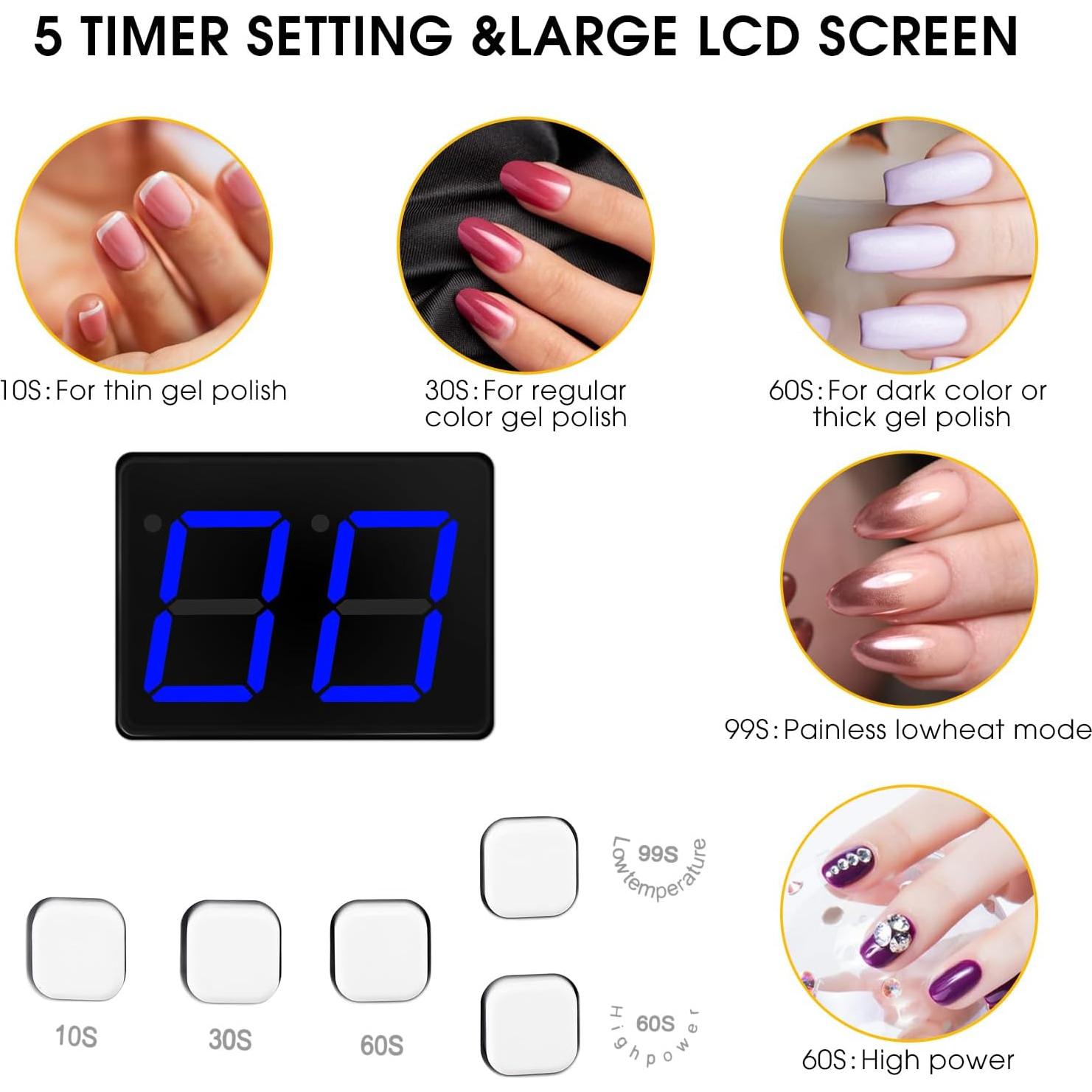 Lámpara de Uñas UV LED Inalámbrica Liddy Art 48W con Temporizador