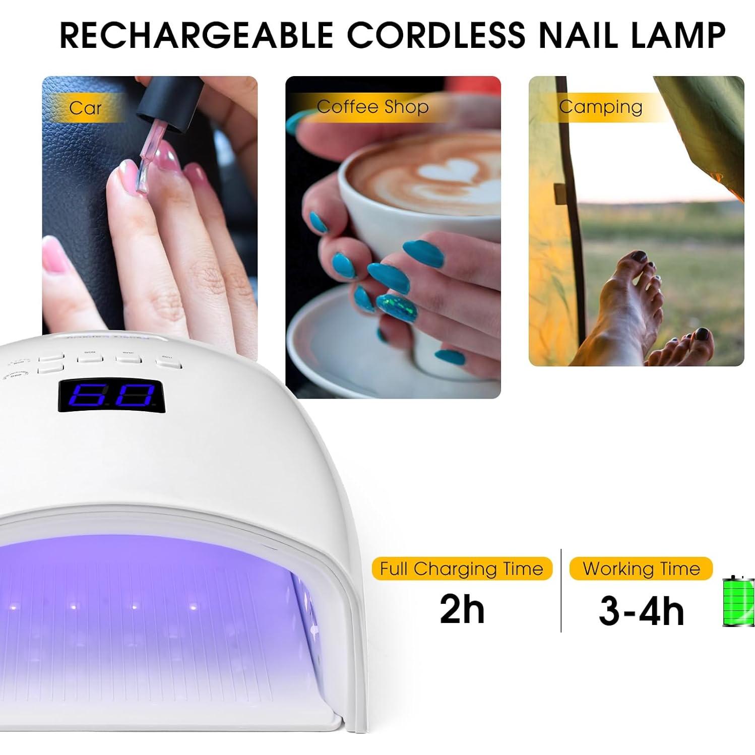 Lámpara de Uñas UV LED Inalámbrica Liddy Art 48W con Temporizador
