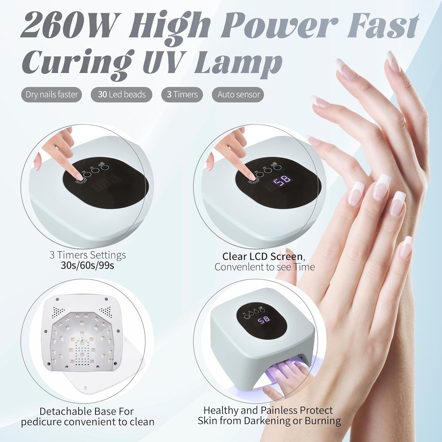 Lámpara UV Recargable Inalámbrica Kawyehu 260W para Uñas