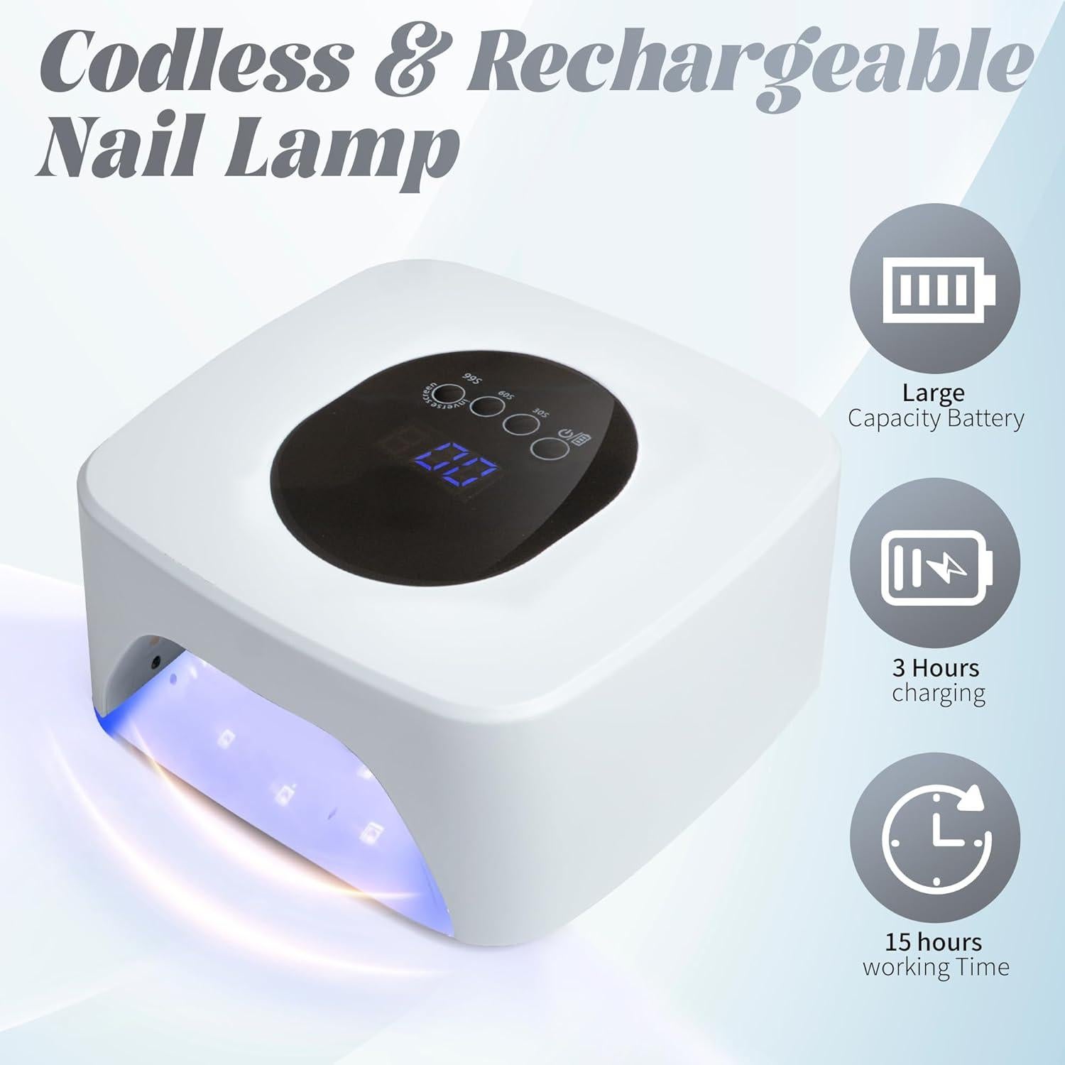 Lámpara UV Recargable Inalámbrica Kawyehu 260W para Uñas