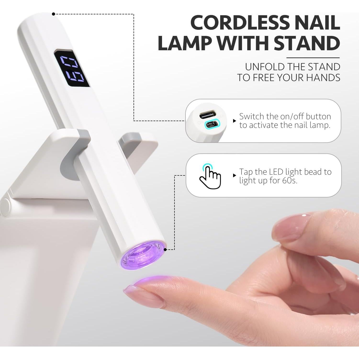 Lámpara de Uñas Inalámbrica GAOY L071 con Soporte y Luz UV