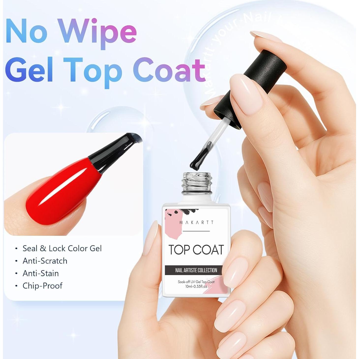 Makartt Gel Top Coat Brillante 10ML - 2 Piezas Larga Duración