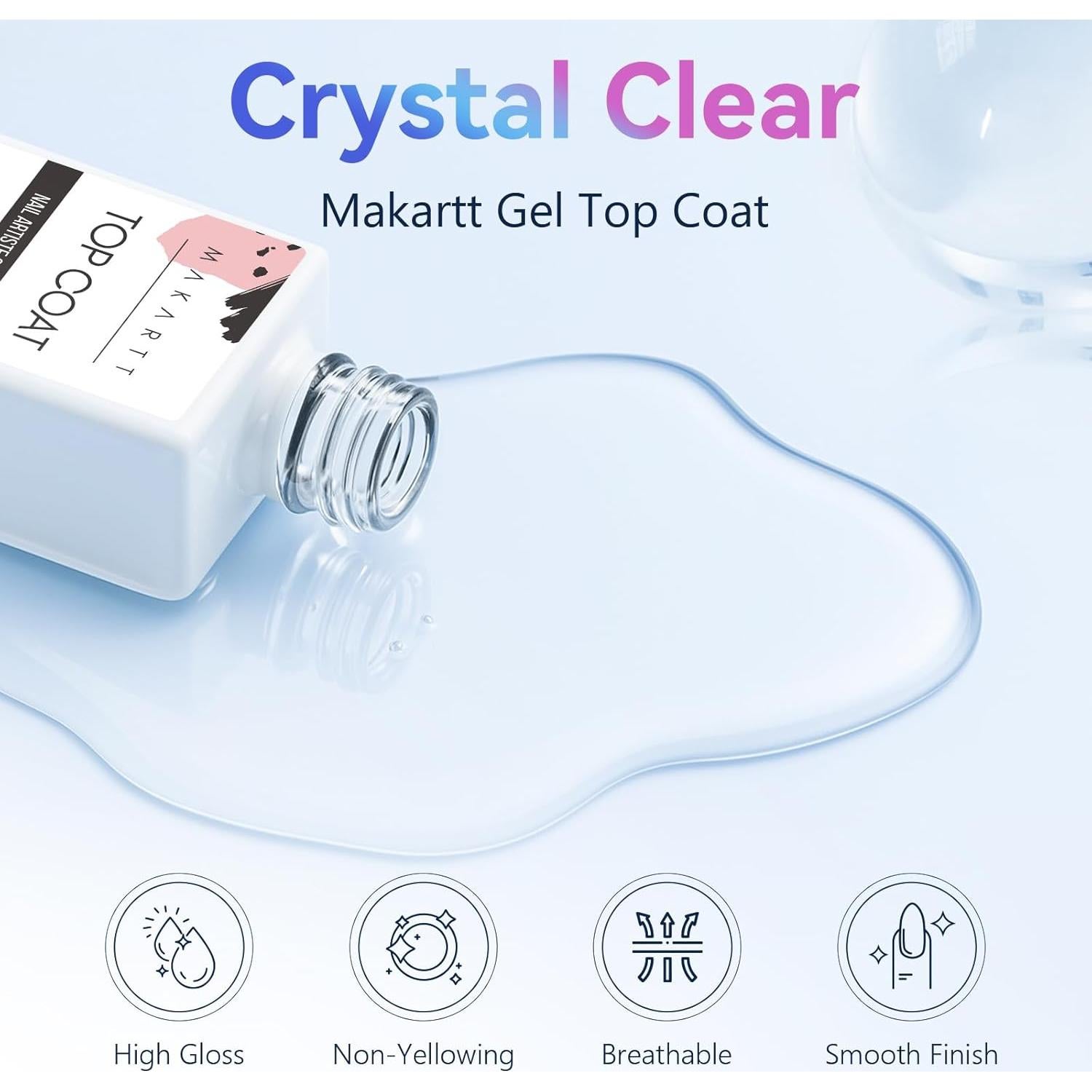 Makartt Gel Top Coat Brillante 10ML - 2 Piezas Larga Duración