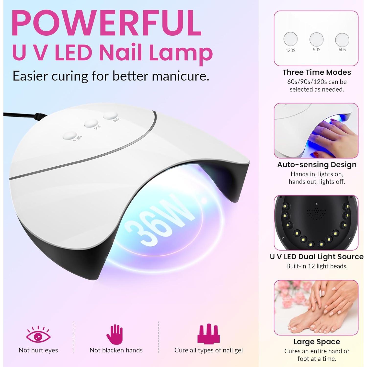 Kit de Esmalte de Uñas de Gel VANREESA 24 Colores con Luz UV