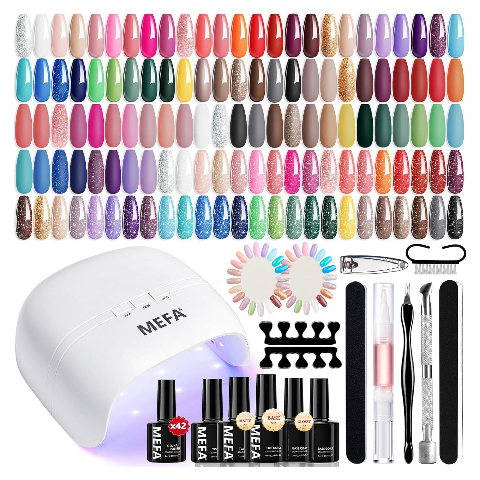Kit de Esmalte de Uñas en Gel MEFA 42 Colores 59 Piezas