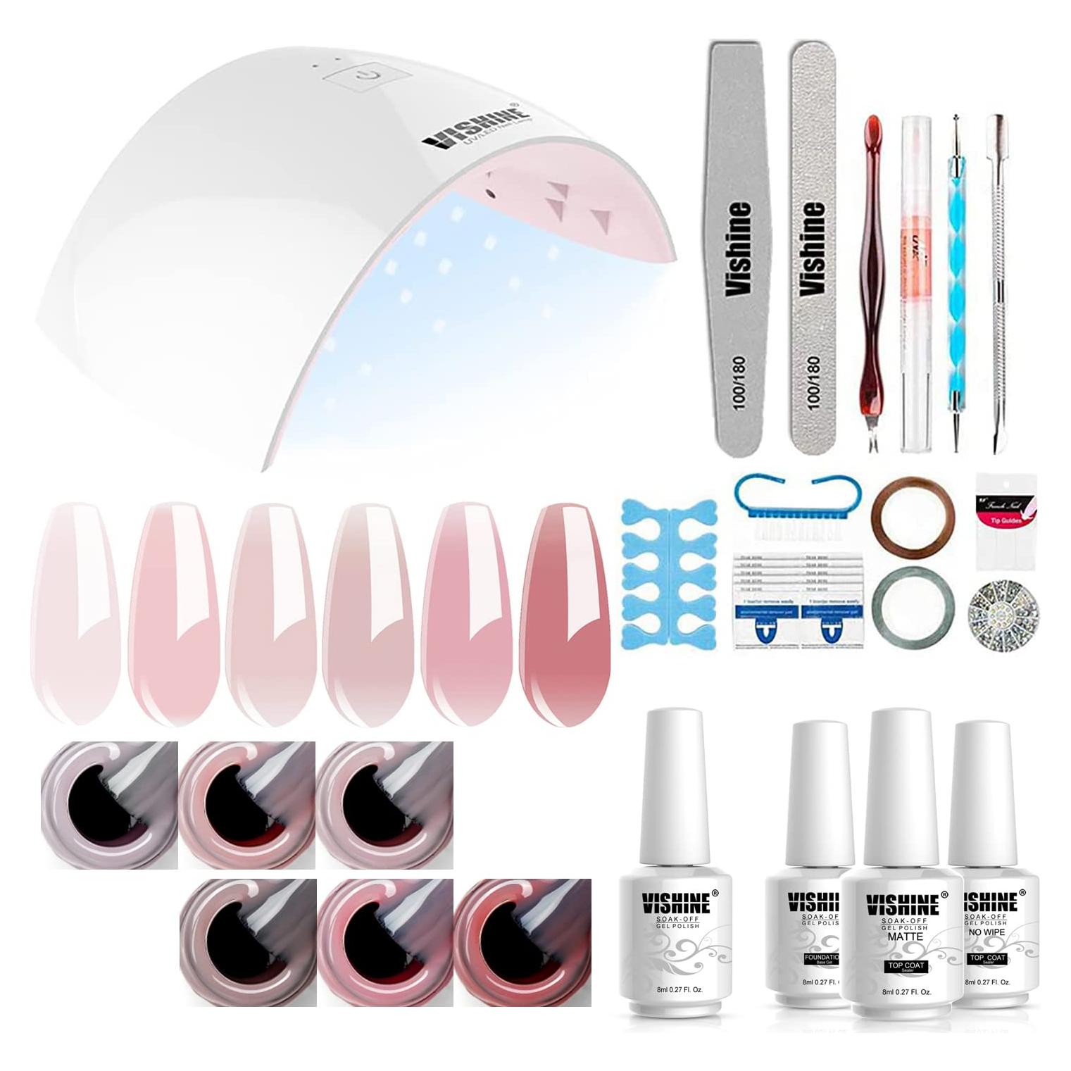 Kit de Esmalte de Uñas Vishine 33 en 1 con Lámpara UV 36W