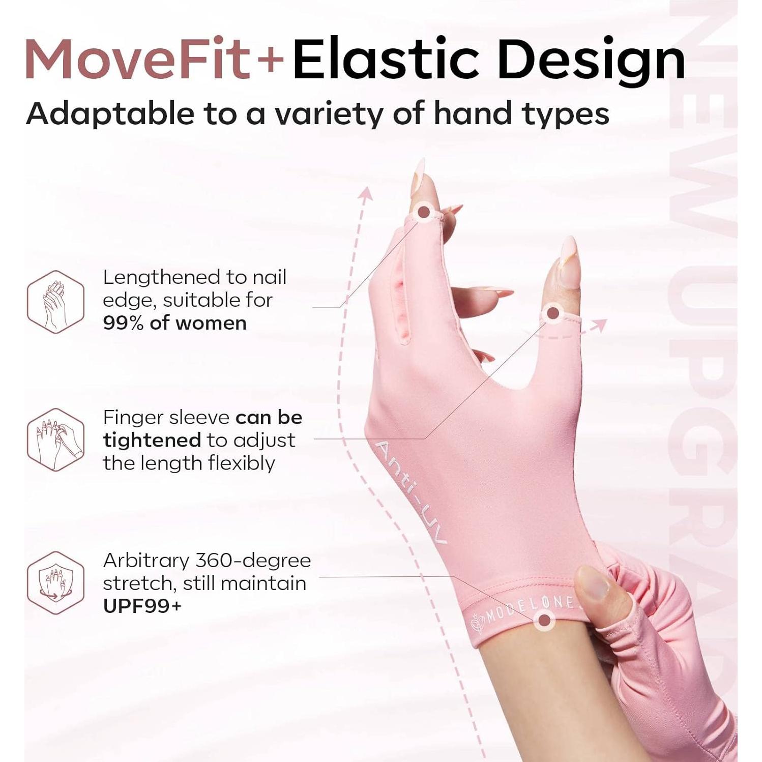 Guantes UV Modelones Rosa UPF99+ para Manicura de Gel