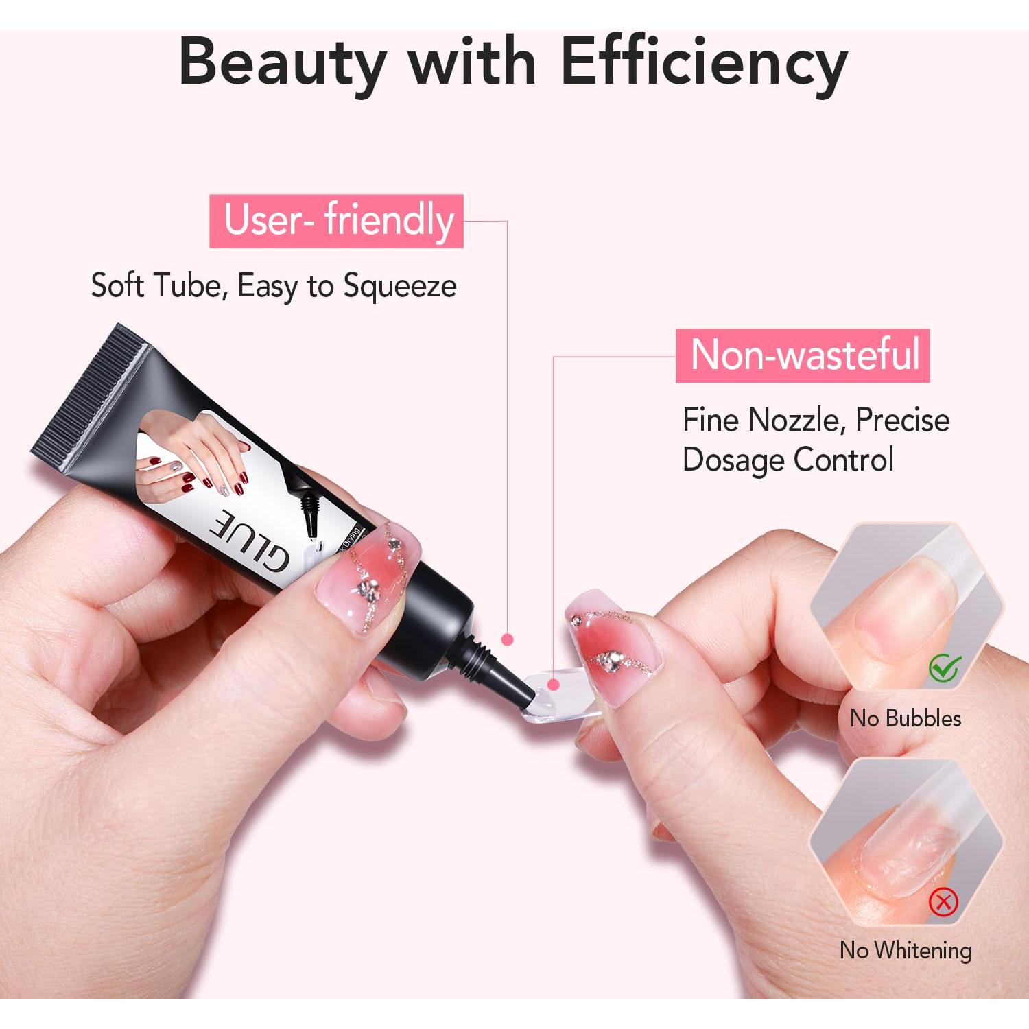 Kit de Uñas Postizas Curvlife con Pegamento Rápido 10g y Quitaesmalte 10ml