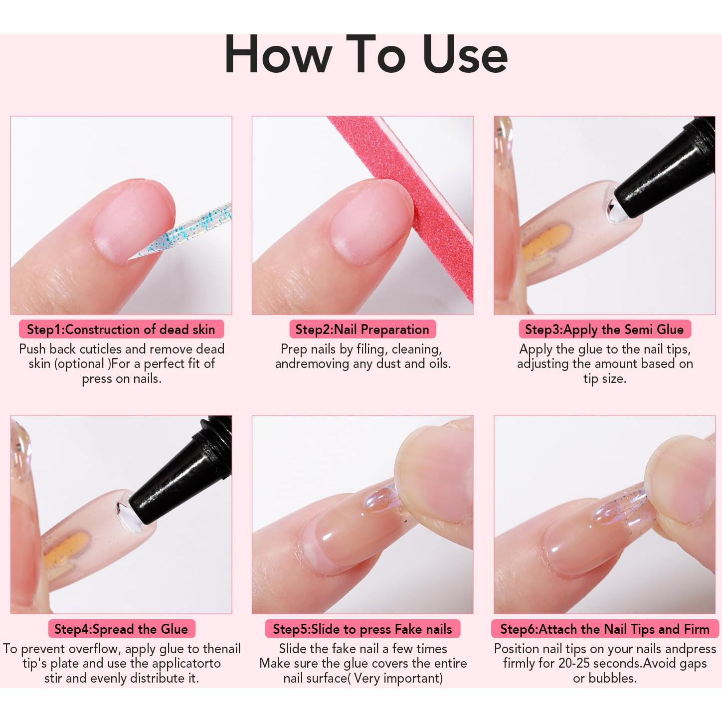 Kit de Uñas Postizas Curvlife con Pegamento Rápido 10g y Quitaesmalte 10ml