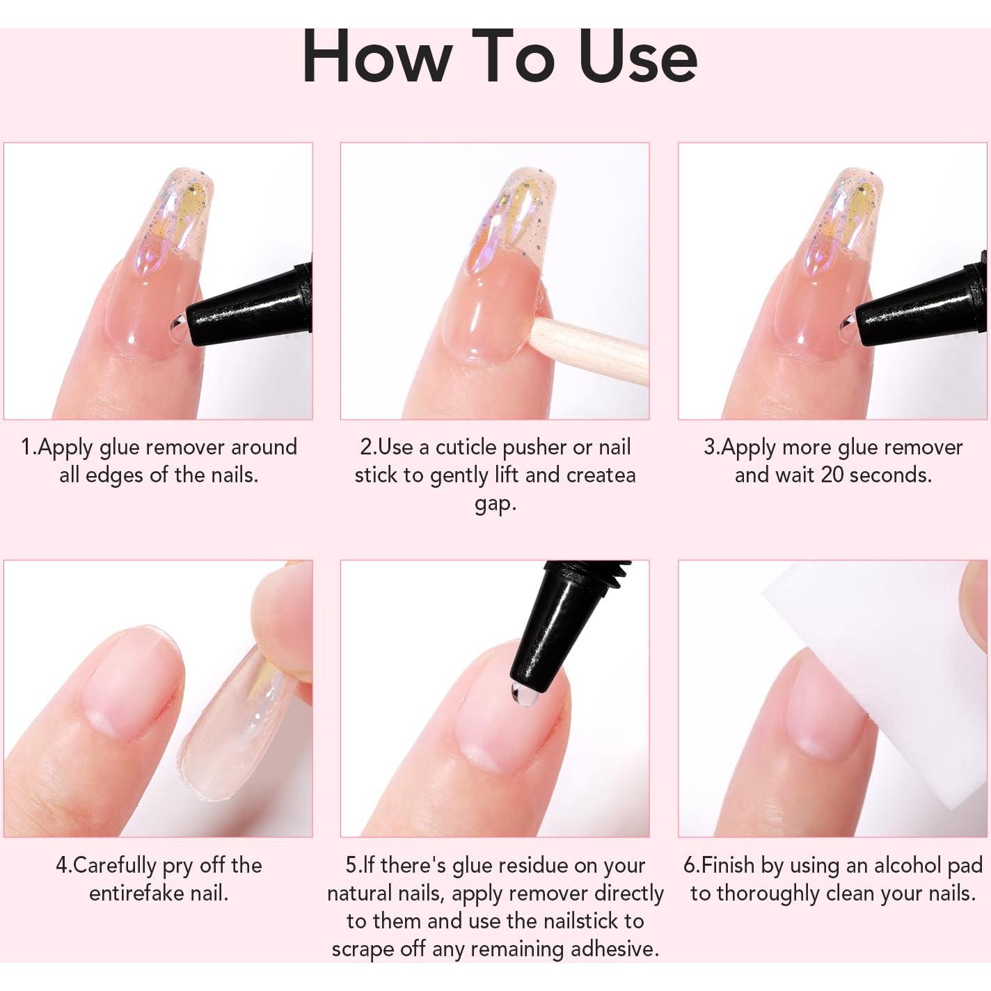 Kit de Uñas Postizas Curvlife con Pegamento Rápido 10g y Quitaesmalte 10ml