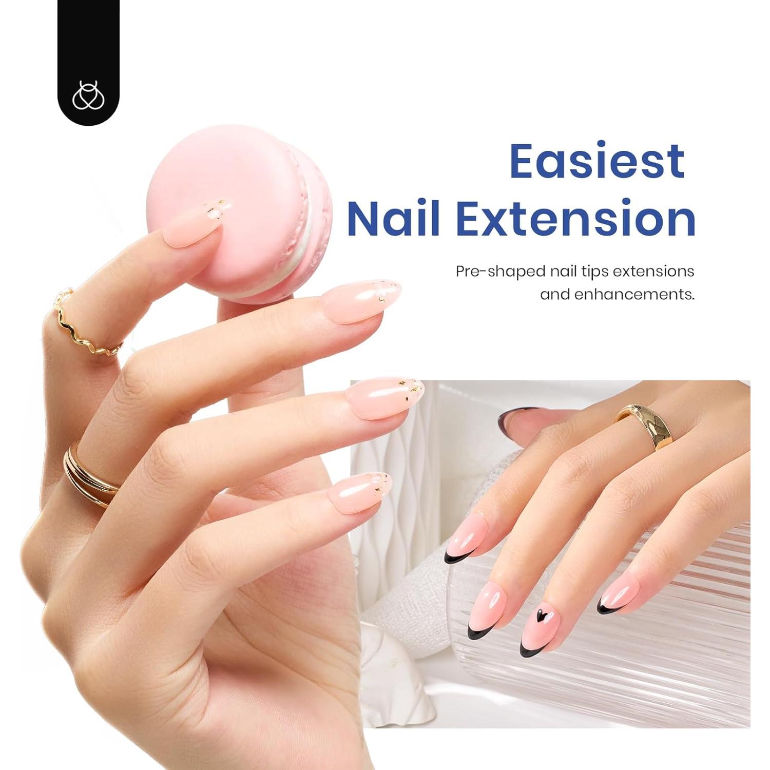 Kit de Uñas de Gel Beetles 240 Pcs Almendra Corto con Lámpara UV