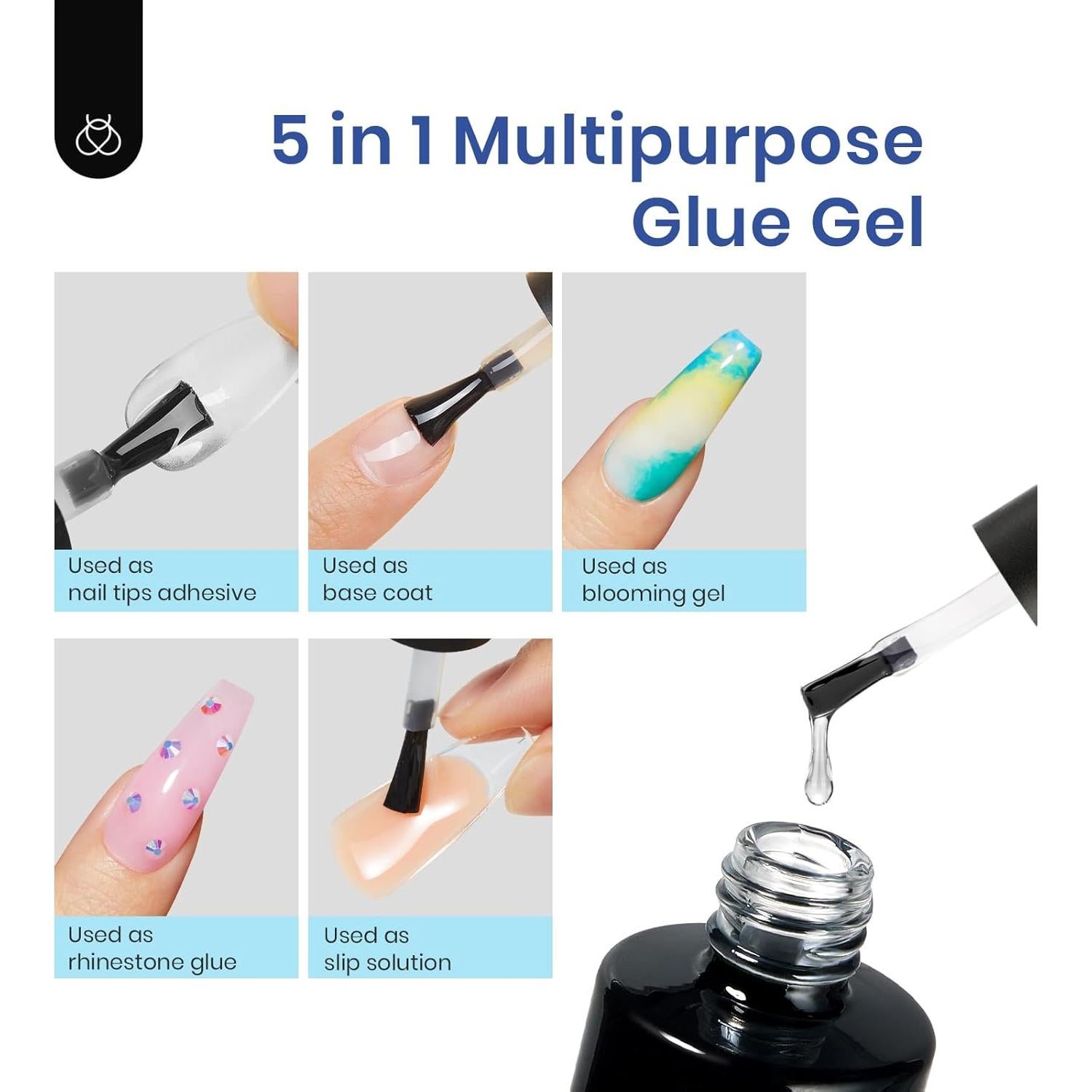 Kit de Uñas de Gel Beetles 240 Pcs Almendra Corto con Lámpara UV