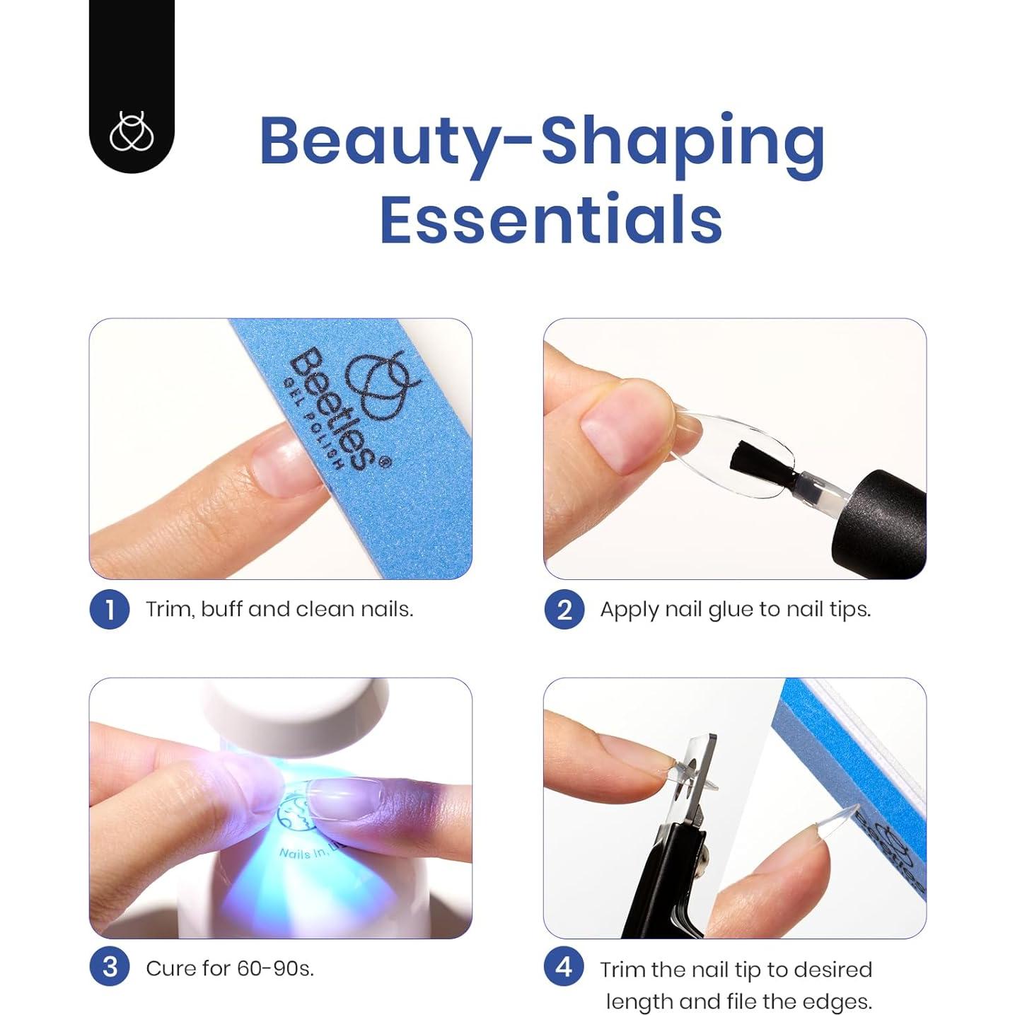 Kit de Uñas de Gel Beetles 240 Pcs Almendra Corto con Lámpara UV