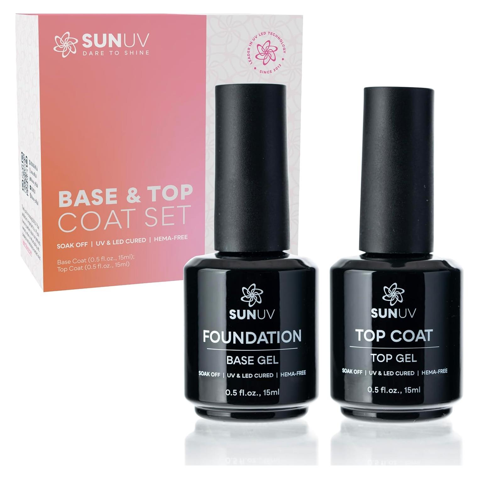 SUNUV Kit de Esmalte de Uñas en Gel 15ml Top y Base Coat