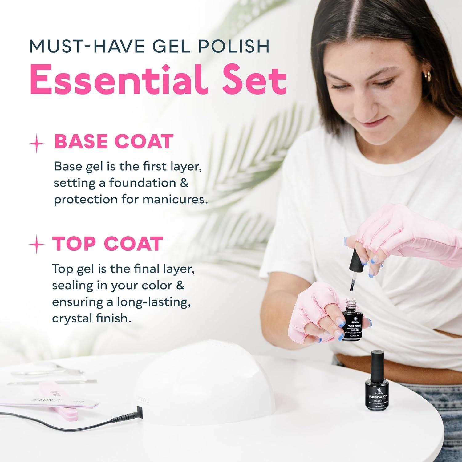 SUNUV Kit de Esmalte de Uñas en Gel 15ml Top y Base Coat
