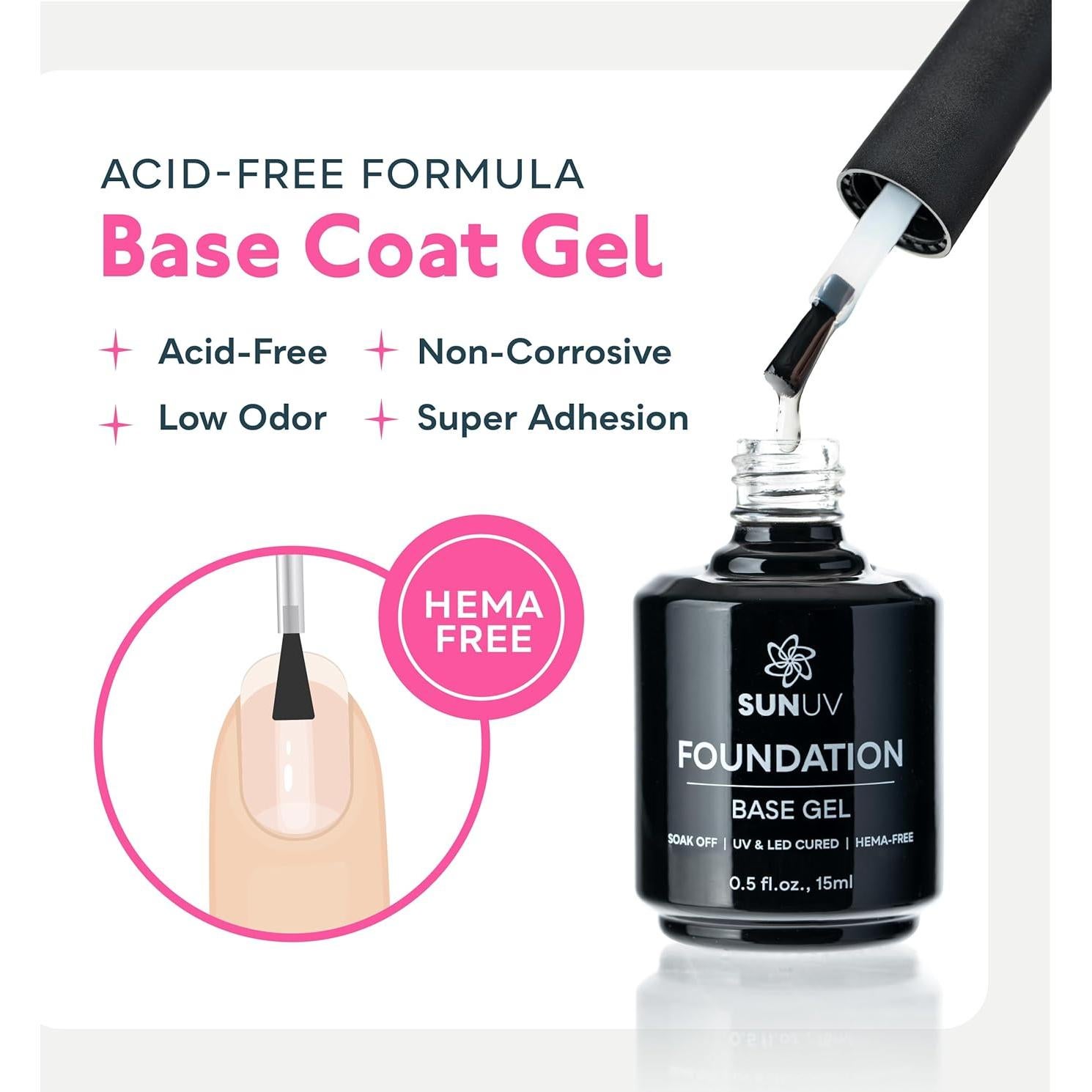 SUNUV Kit de Esmalte de Uñas en Gel 15ml Top y Base Coat