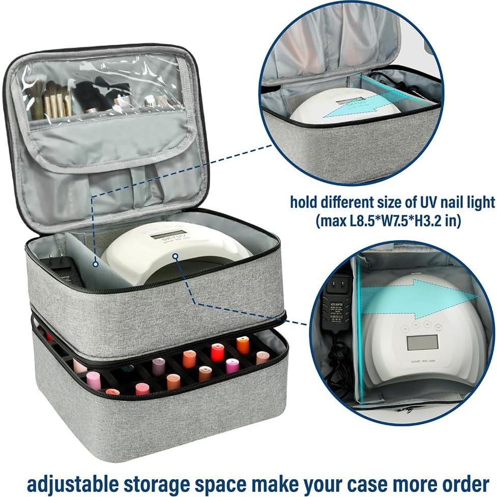 Bolsa Organizadora de Esmalte de Uñas LIVEBAY - 30 Botellas, Gris