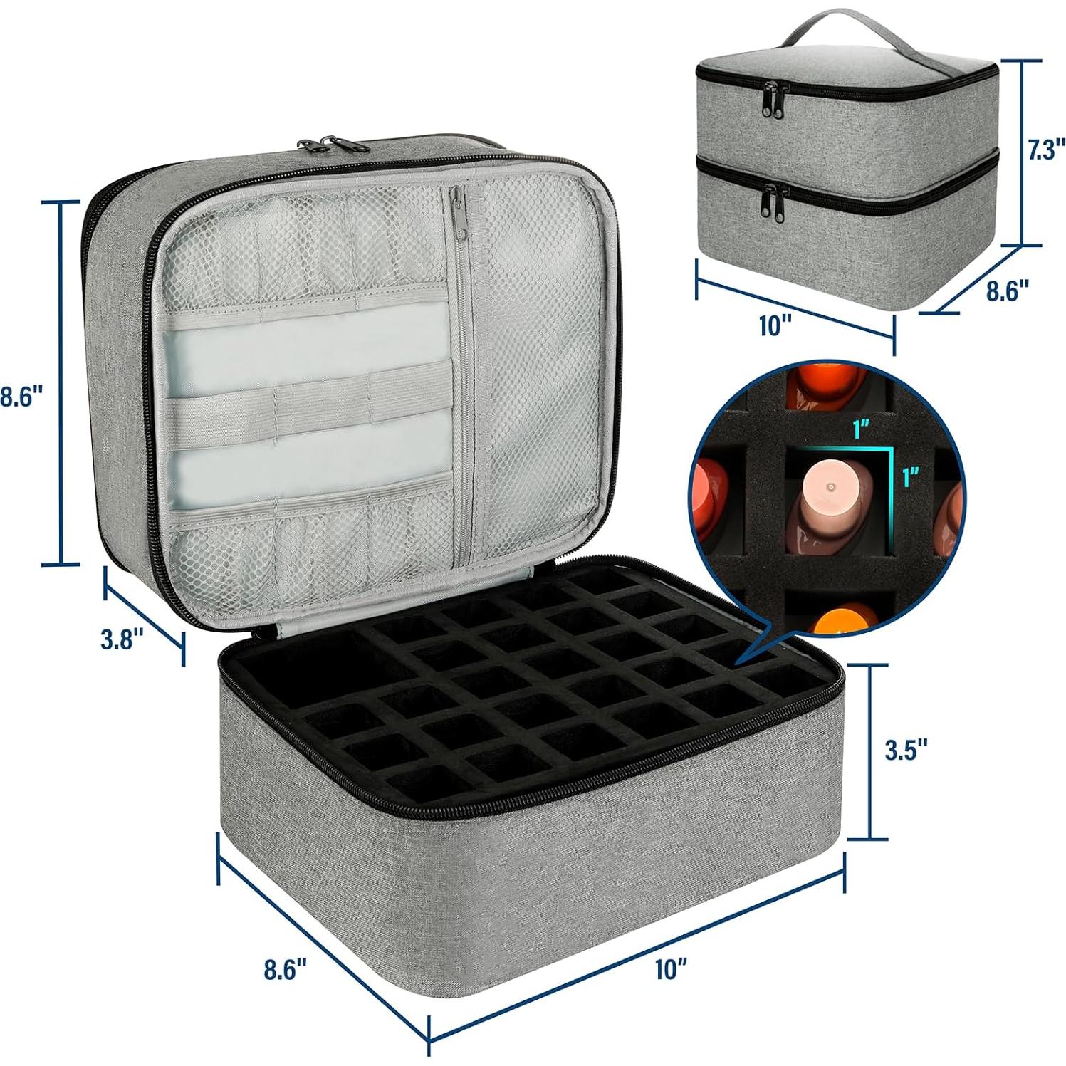 Bolsa Organizadora de Esmalte de Uñas LIVEBAY - 30 Botellas, Gris