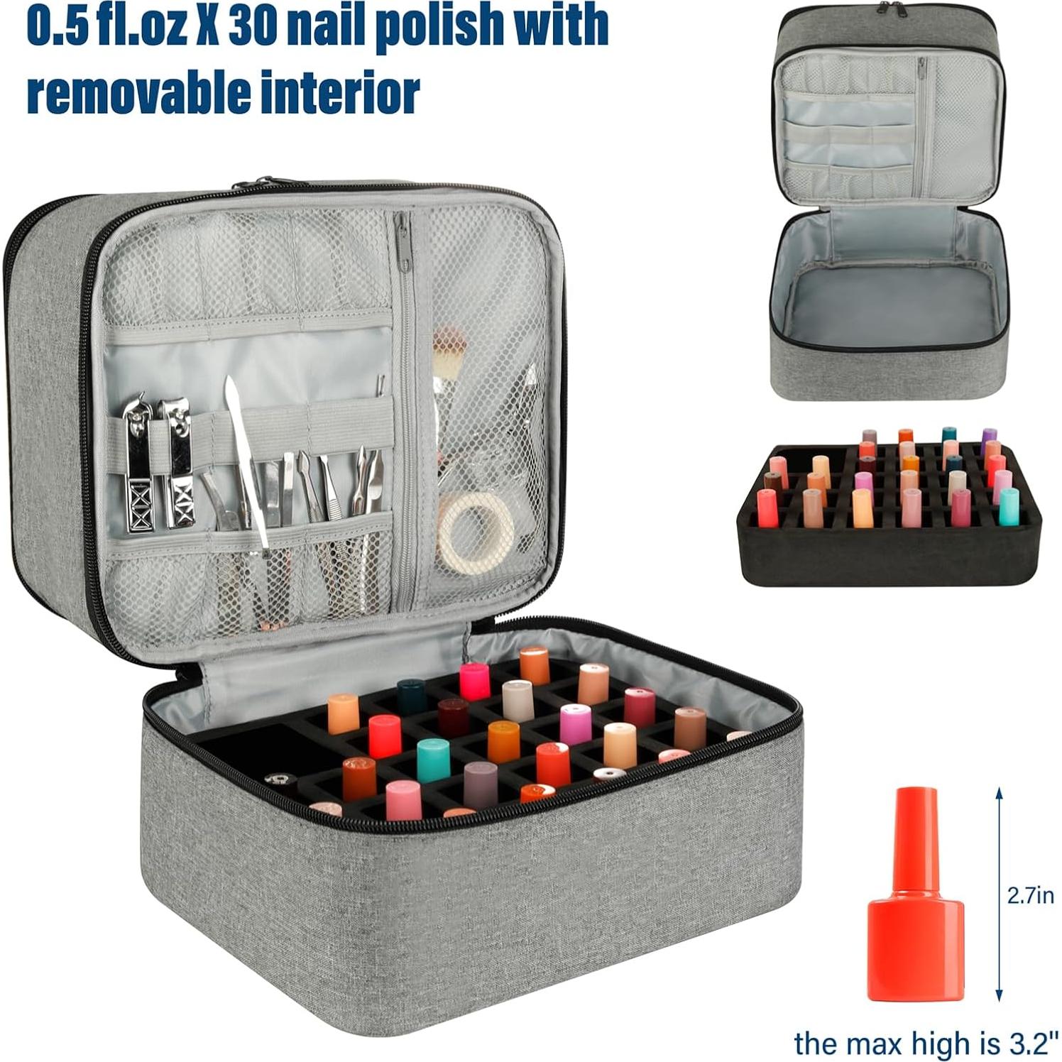 Bolsa Organizadora de Esmalte de Uñas LIVEBAY - 30 Botellas, Gris