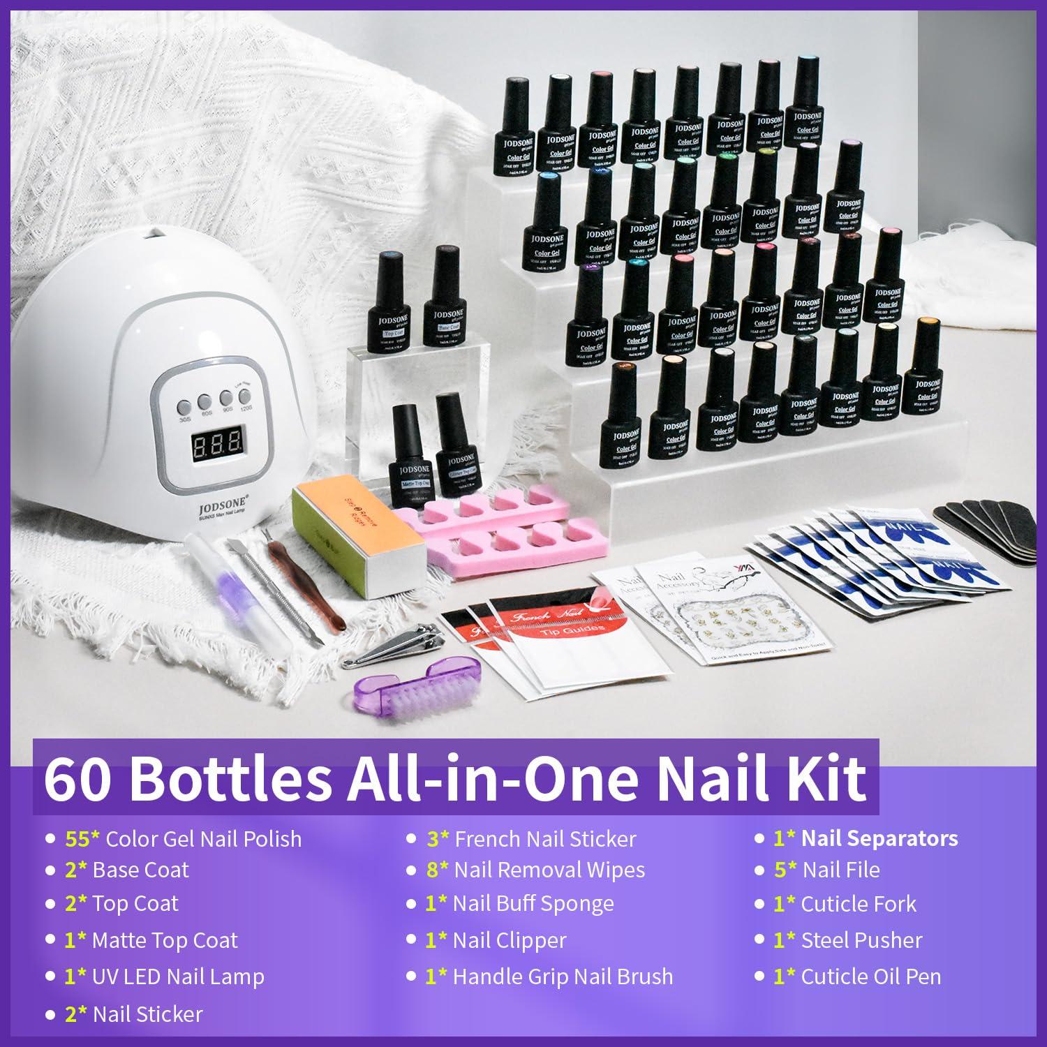 Kit de Esmalte de Uñas en Gel JODSONE 60 Botellas con Luz UV